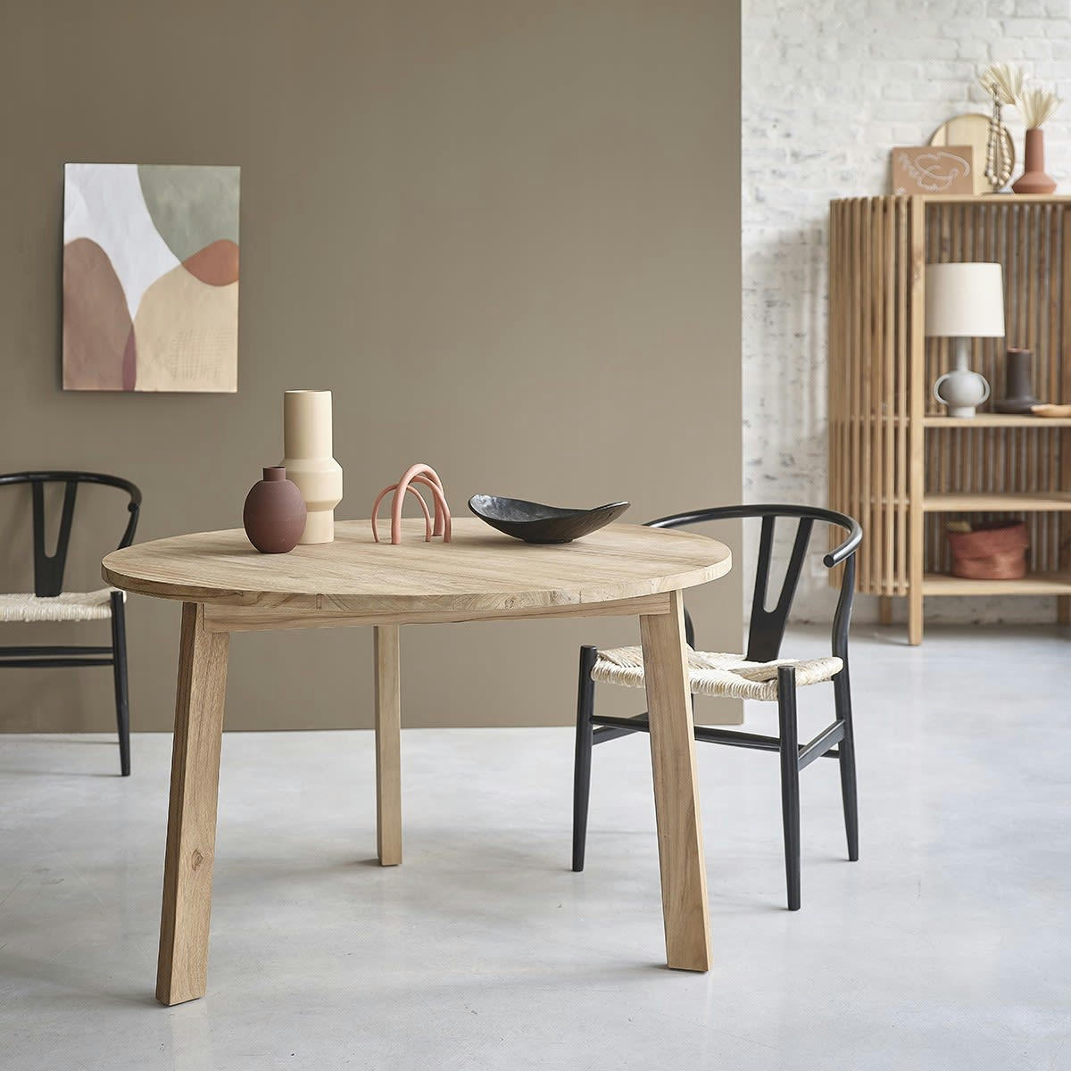 BOSTON - Table à manger en teck massif ronde 4 pers.