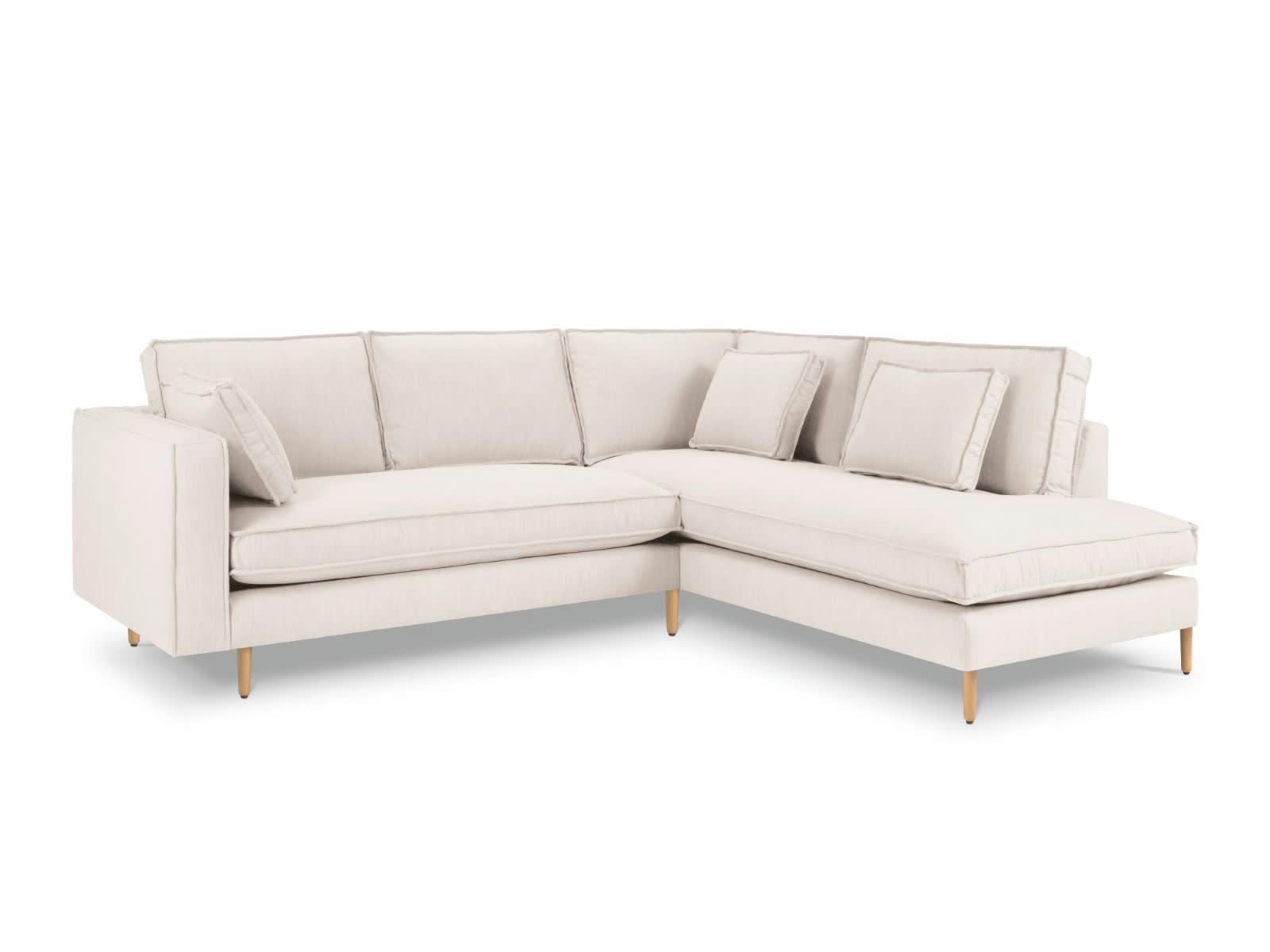 ALEXIS - Canapé D'Angle Droit 5 places en Tissu Structurel Beige Clair