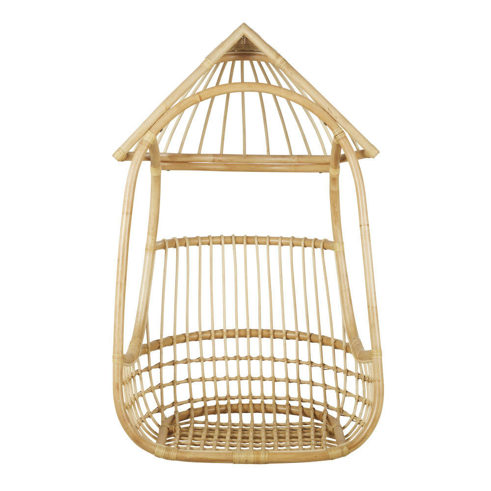 Chamarel - Fauteuil suspendu enfant en rotin et métal beige