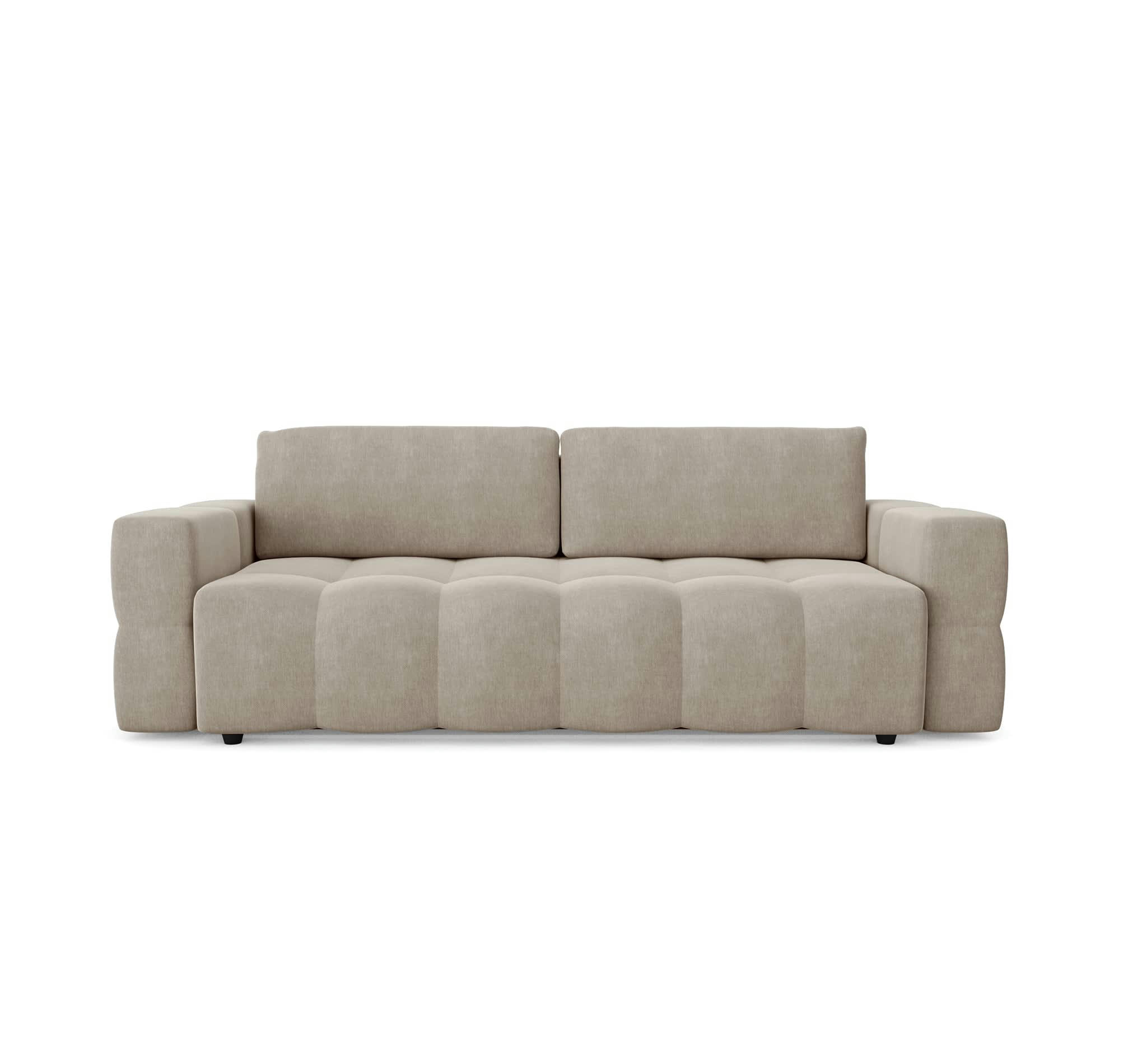 GABRIEL - Canapé 4 places convertible coffre noyer velours taupe