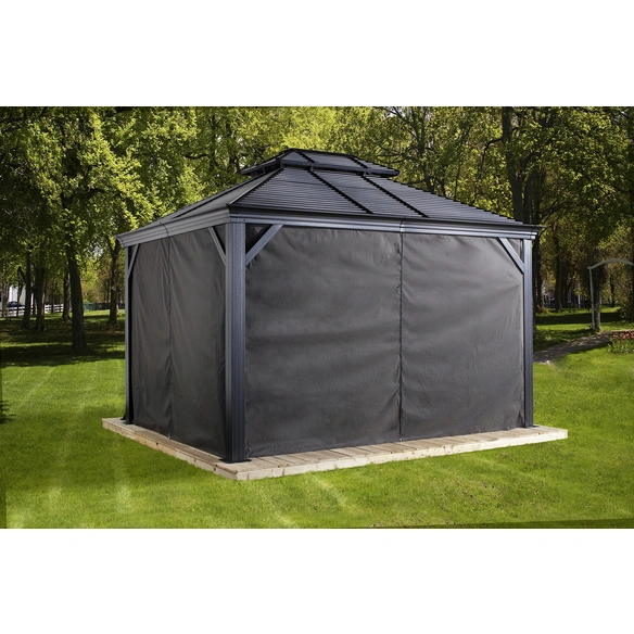 Seitenvorhang, dunkelgrau, geeignet für: Pavillon Moreno und Mykonos 10x14