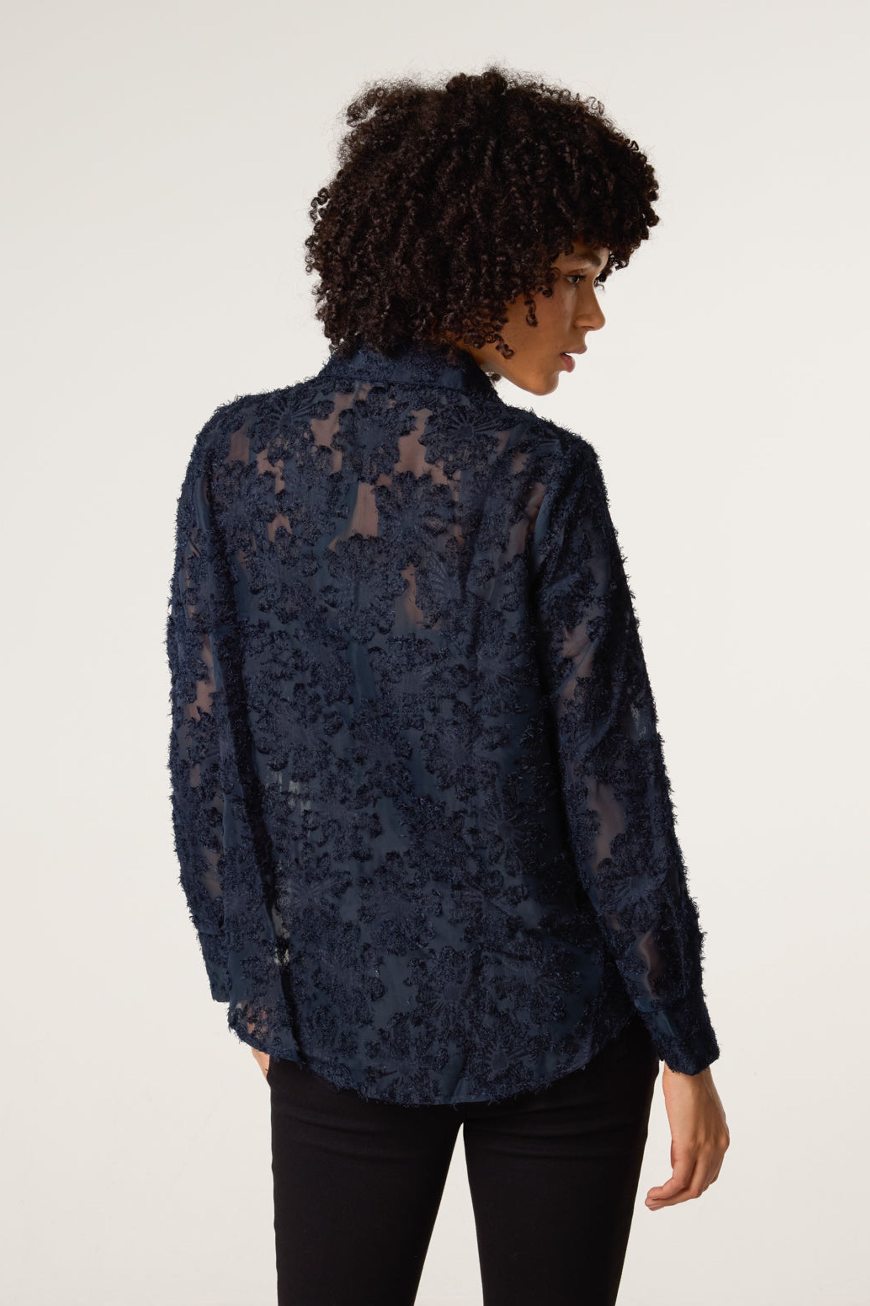 Blue Vanilla Navy Fluffy Oversized Shirt