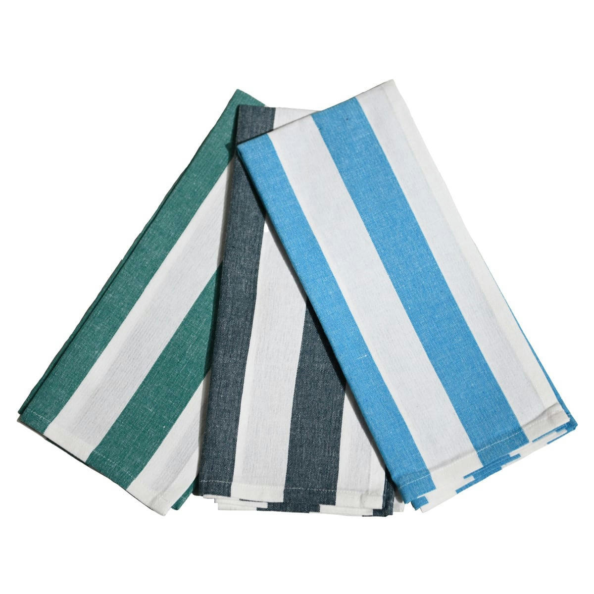 MELROSE - 3 torchons assortis coton  aqua/petrol/lavande 45x70 cm