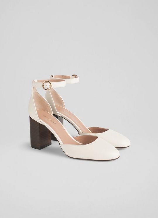 Simmi White Leather Mary Jane Heels