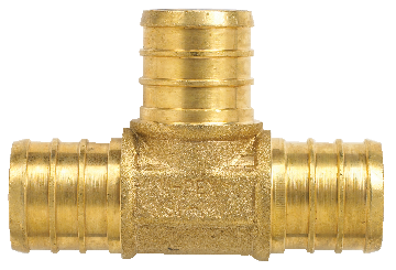 Waterline Solid Brass Tee Fitting for PEX Pipe, 3/4 x 3/4 x 3/4-in