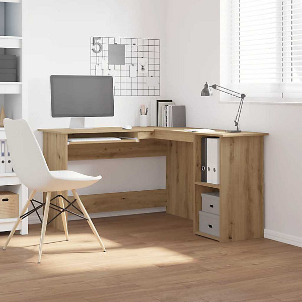 Bureau d'angle chêne artisanal 120x140x75 cm bois d'ingénierie vidaXL