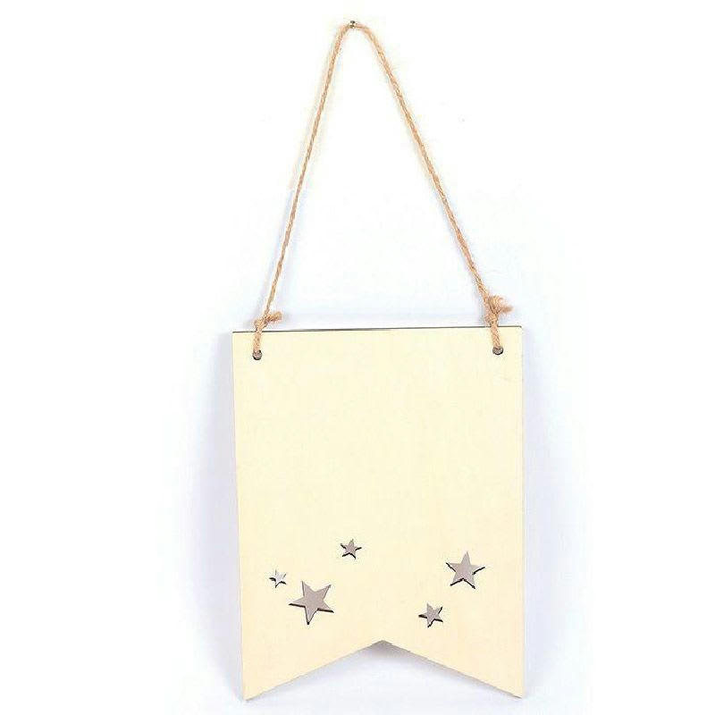 ÉTOILES - Suspension fanion en bois étoiles 20 x 15 cm