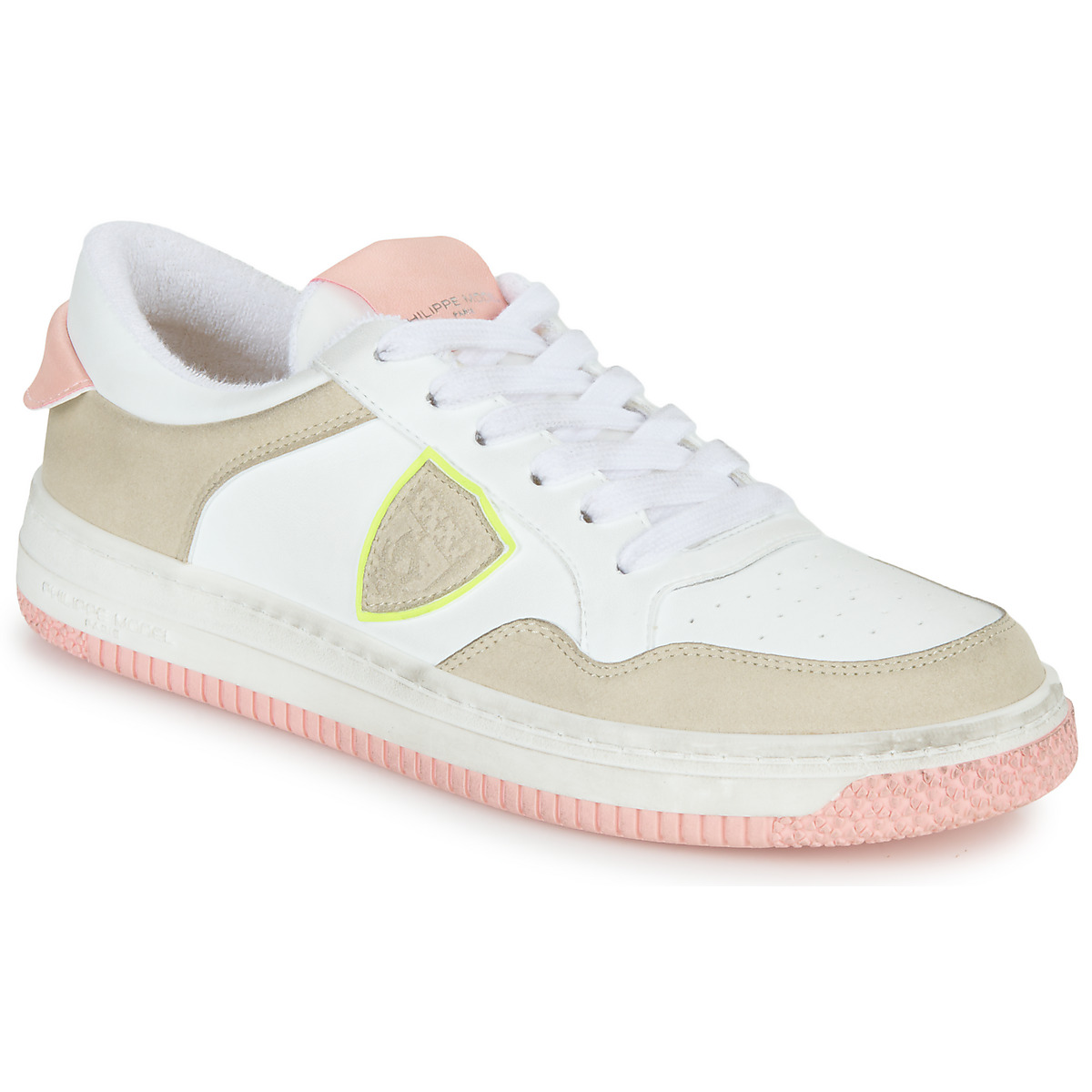 Philippe Model - LYON LOW WOMAN - White / Pink / Yellow / Fluorescent