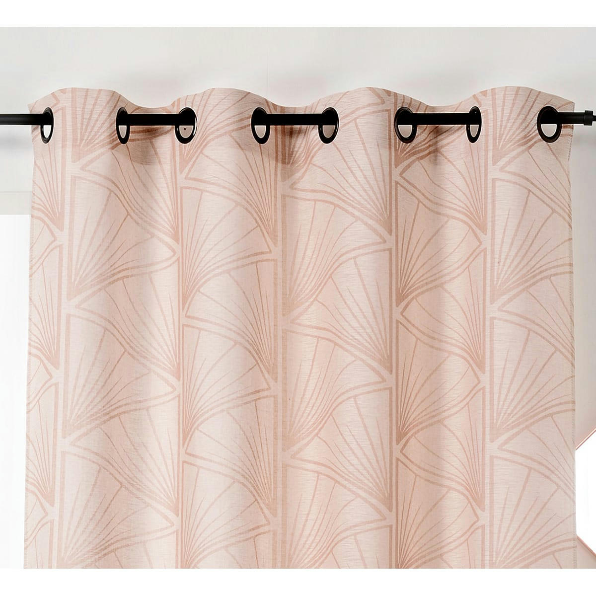 - Voilage chic aux motifs art déco polyester beige 140 x 275 cm