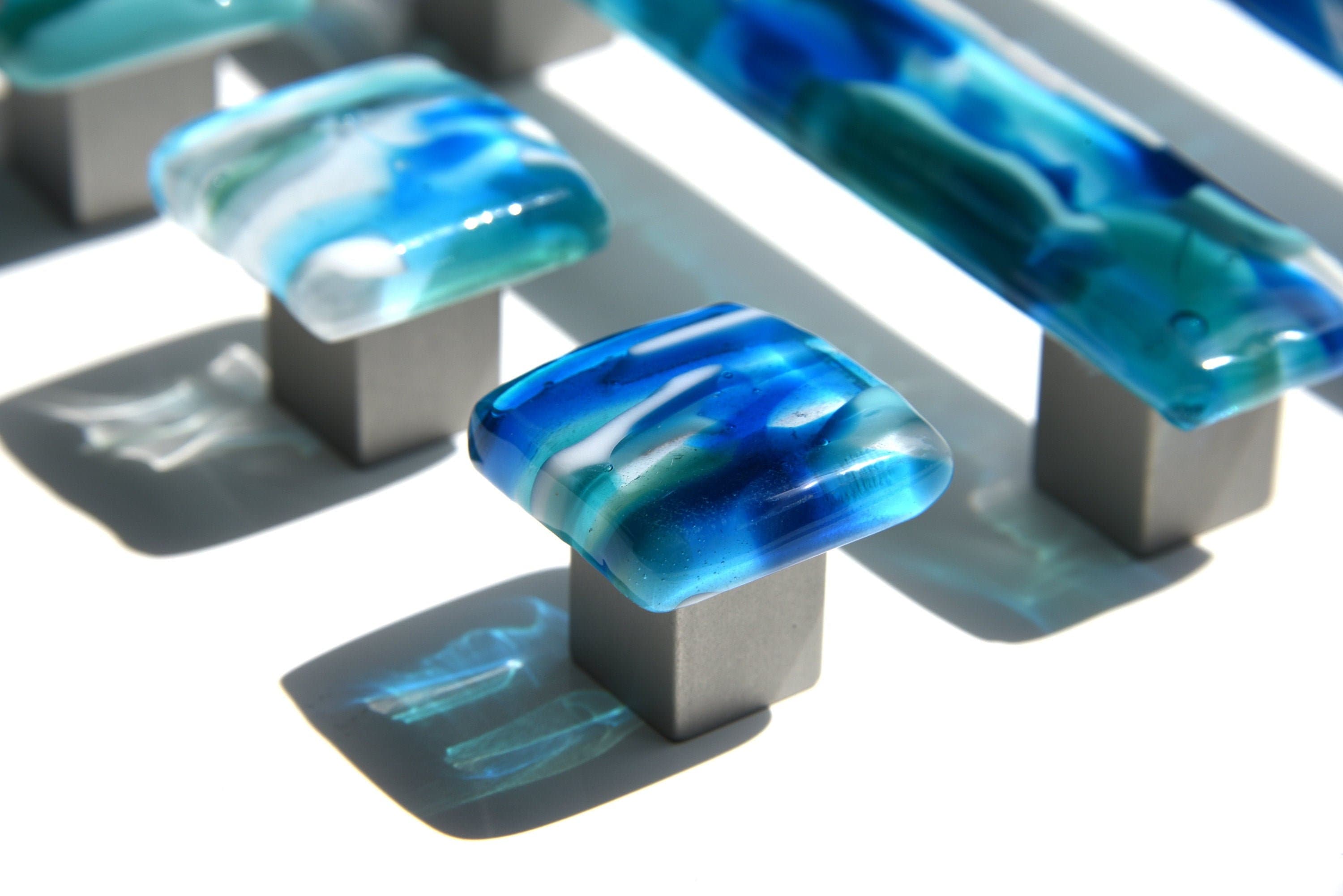 Seascapes Collection. Blues, greens and white in knobs and Pulls 2