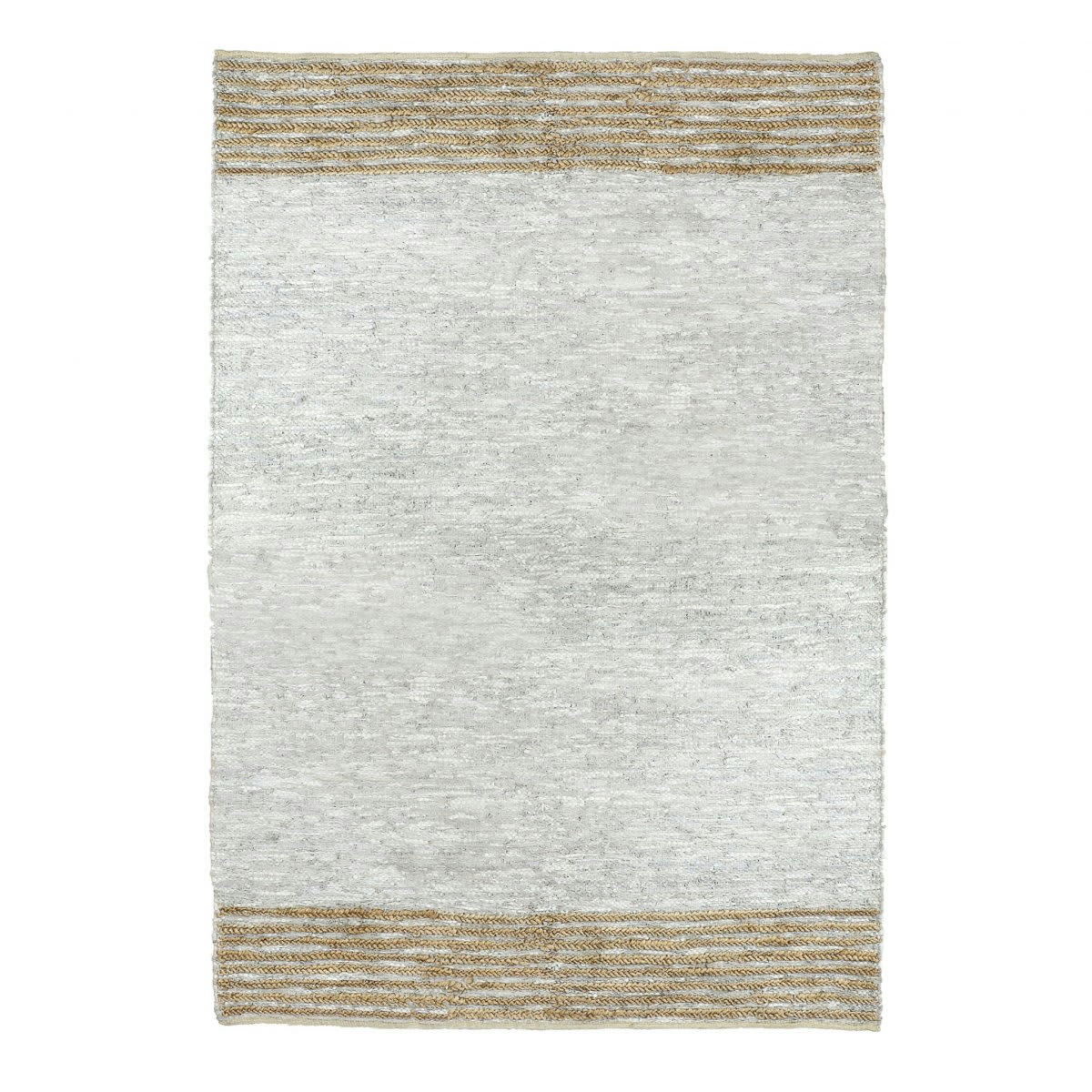 RAW - Tapis 240x180cm en cuir recyclé et jute naturelle gris