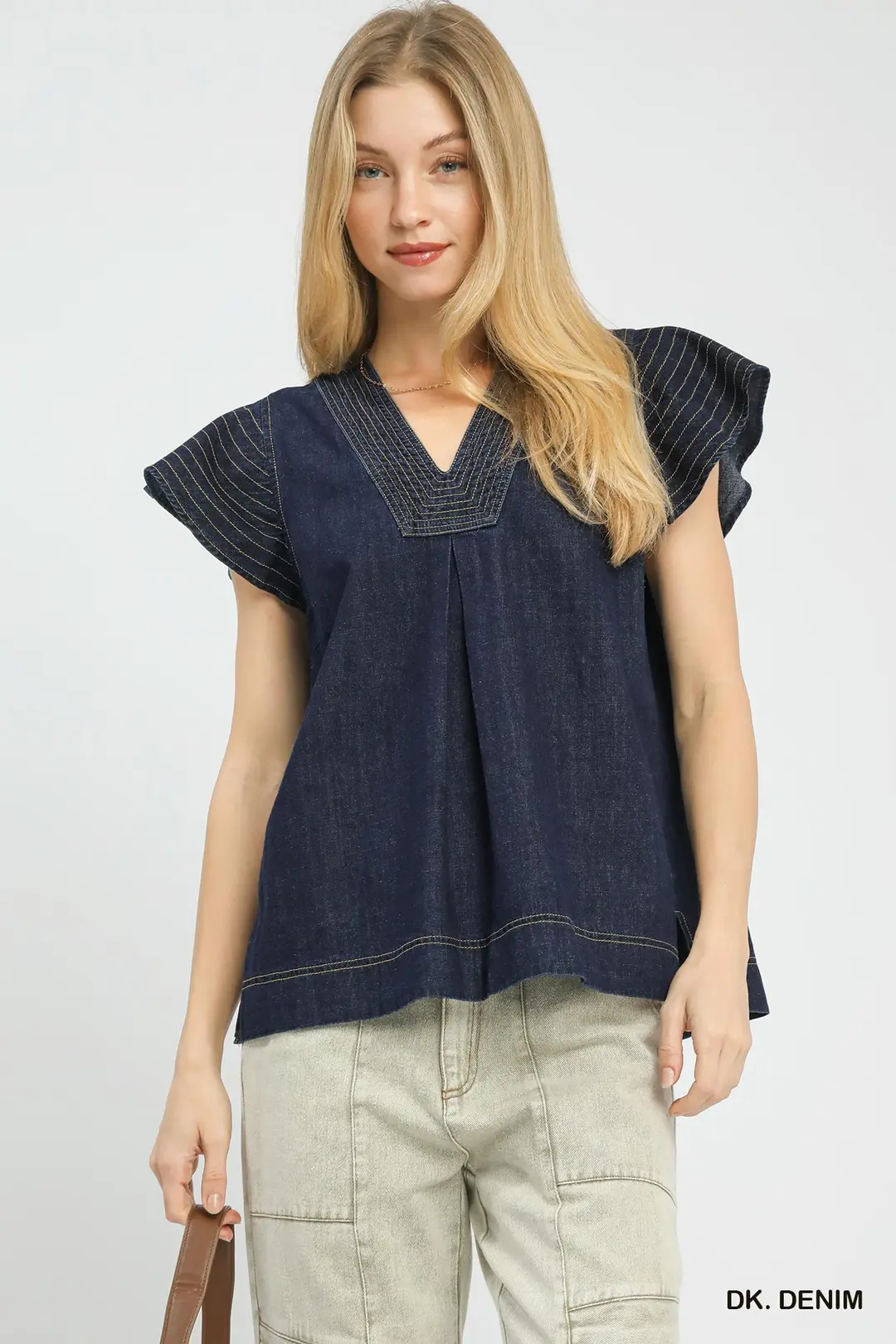 Cap Sleeve Denim Top