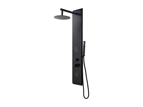 Colonne de douche hydromassante noire - 130 x 20 cm - JUBIDA
