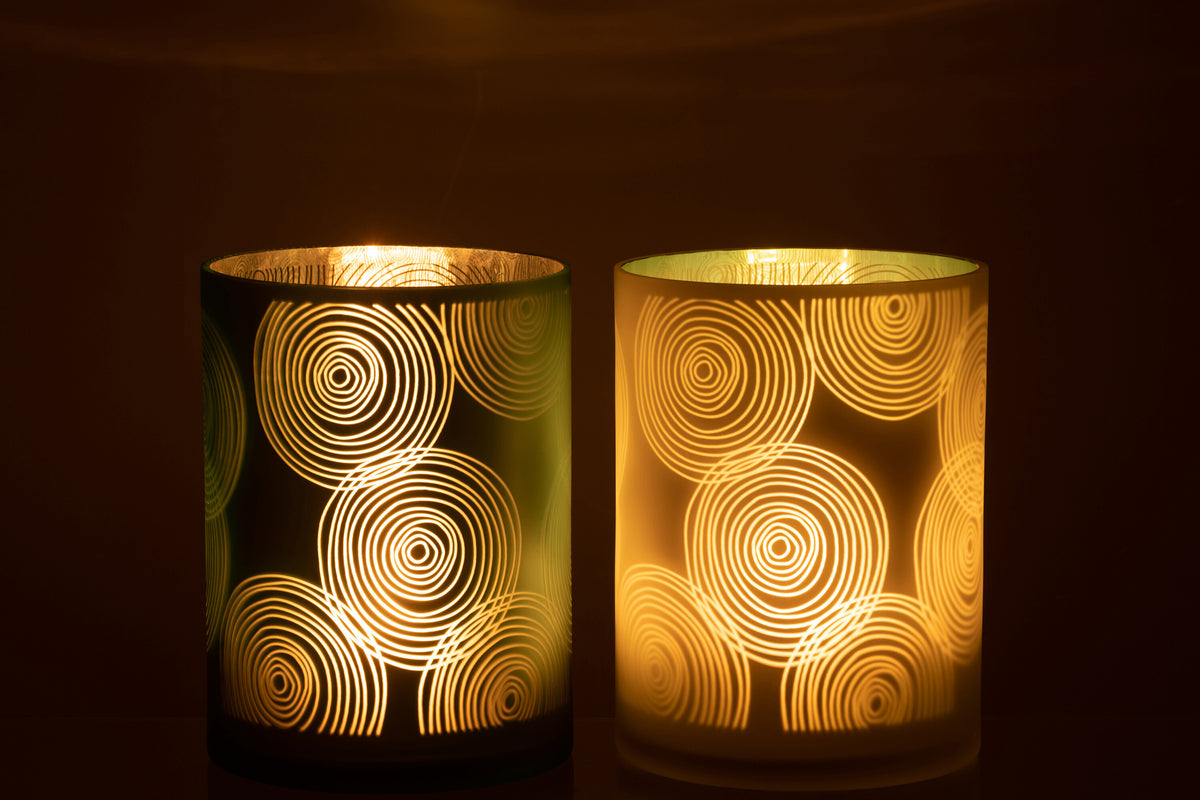 J-Line windlicht Spiralen - glas - mix - extra large - 2 stuks