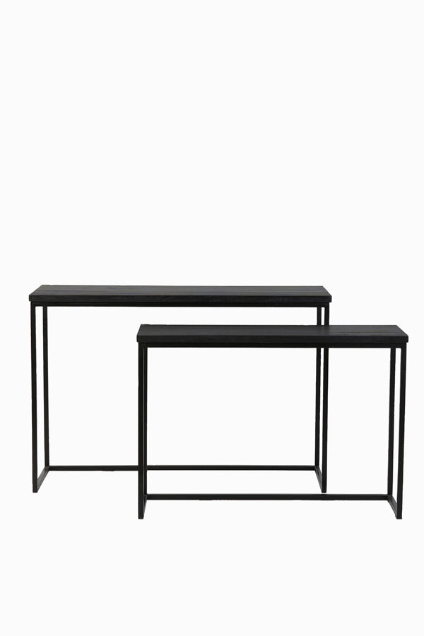 Light & Living side BRYSON - 120x40x82cm - zwart - Set van 2