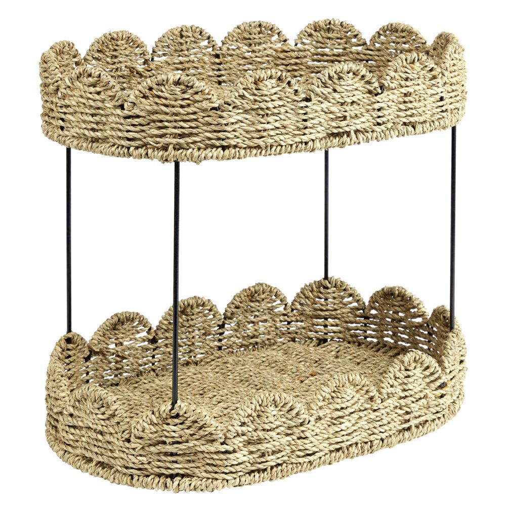 étagère de cuisine panier en fibre tressée 2 niveaux 40x26xH33cm
