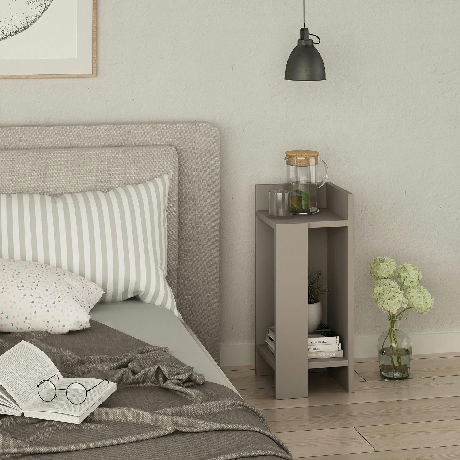 ELOS - Table de chevet droite taupe