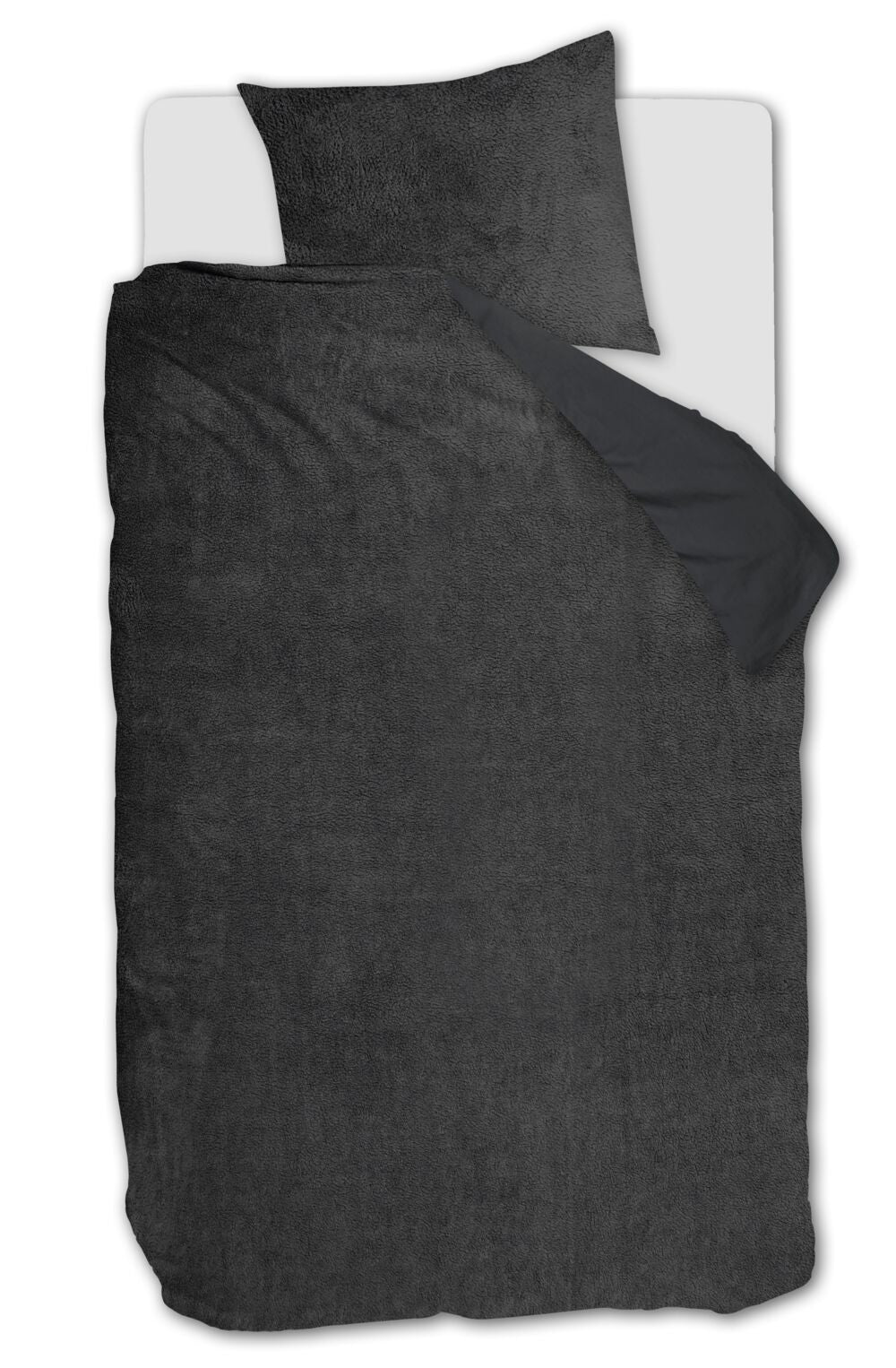 Ambiante Plush Teddy dekbedovertrek - Eenpersoons - 140x200/220 - Antraciet