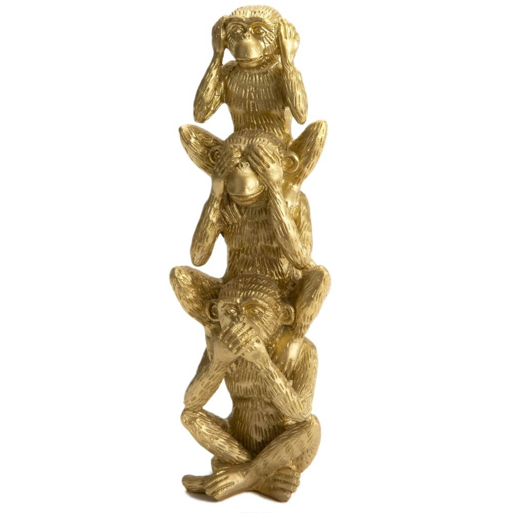 TOTEM - Singes en résine rien dit, rien vu, rien entendu H30cm