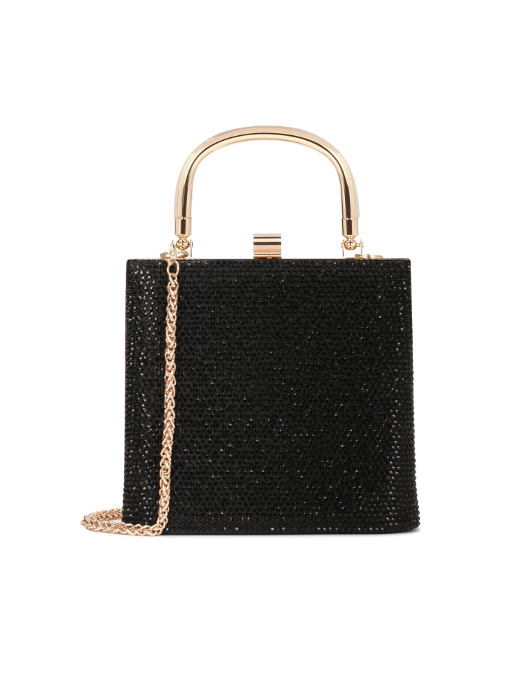 Evening bag with crystals and a handle