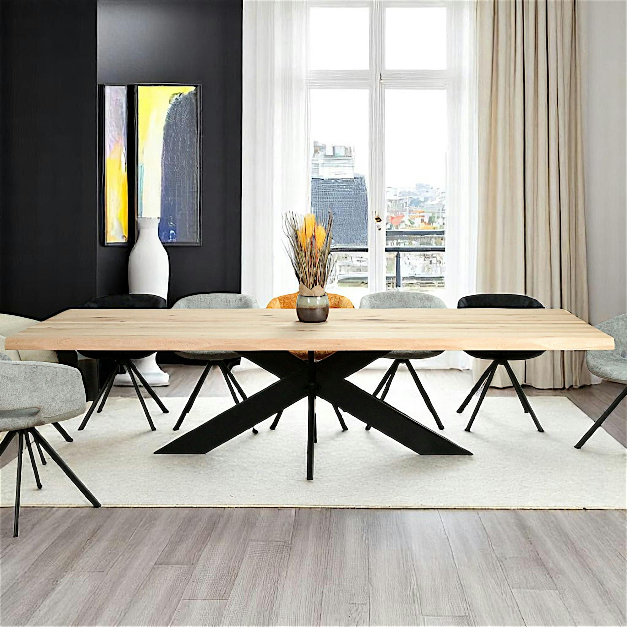 Table extensible en chêne blanc avec bords naturels 300 cm PALERME
