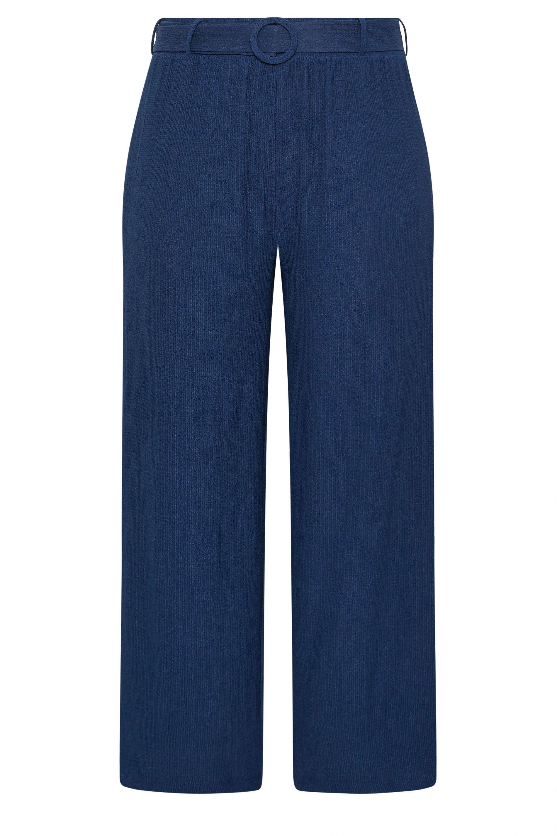 Yours Belted Textured Wide Leg Trousers