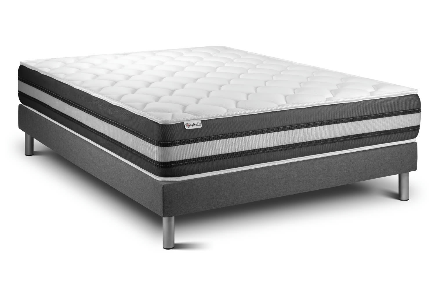VITALSPRING ZEN - Ensemble Ressorts  et Mémoire de forme 200x200cm kit Gris