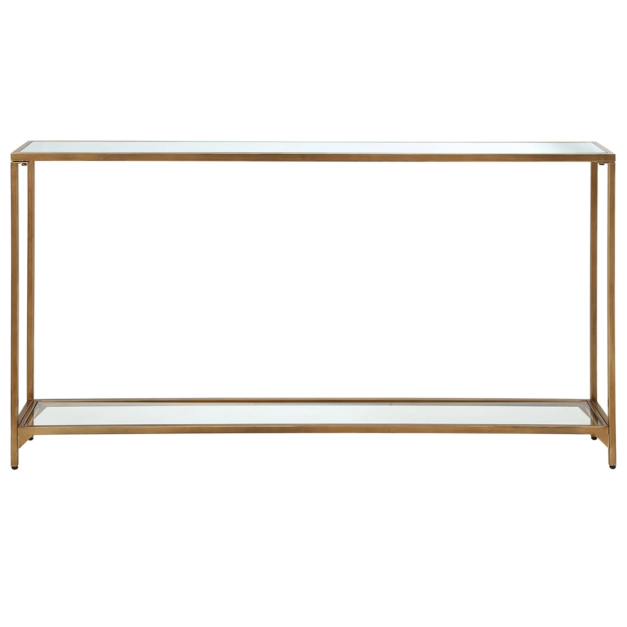 Copper Grove Metal and Tempered Glass Narrow Console Table