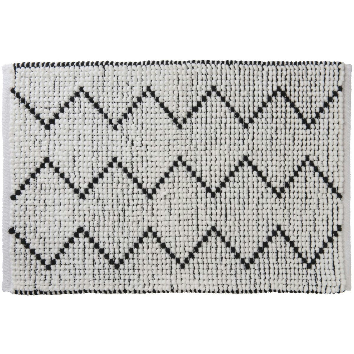 ZIG ZAG - Tapis de bain en polycoton fantaisie blanc blanc 50x80cm
