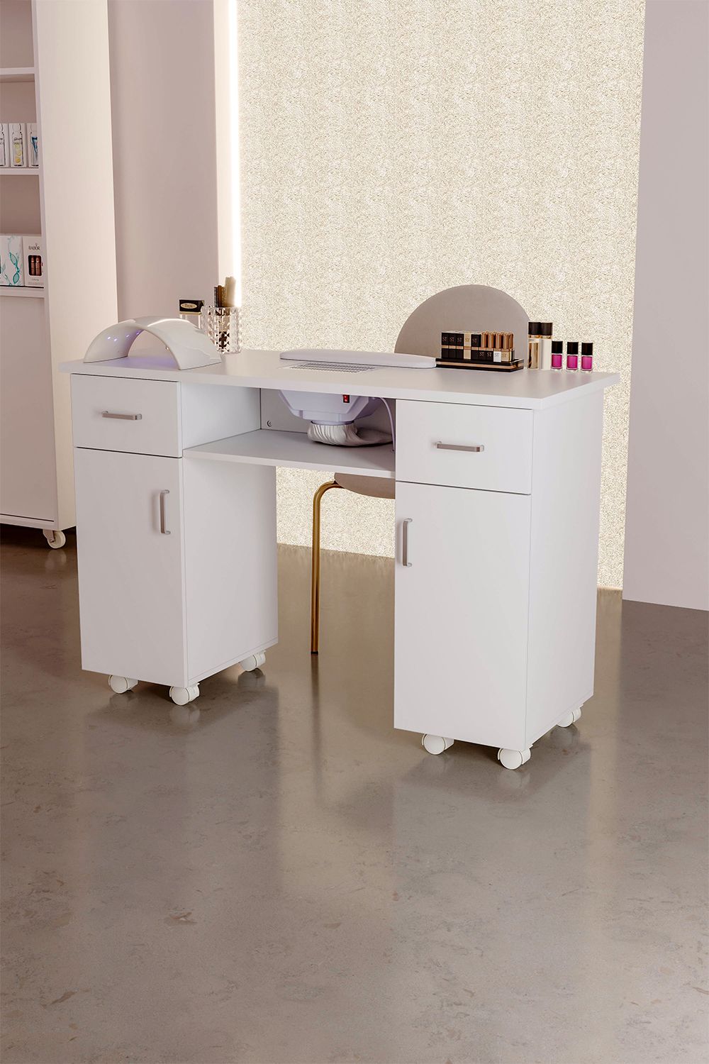 The hot sale Wheeled Manicure Table with Electric Dust Extractor