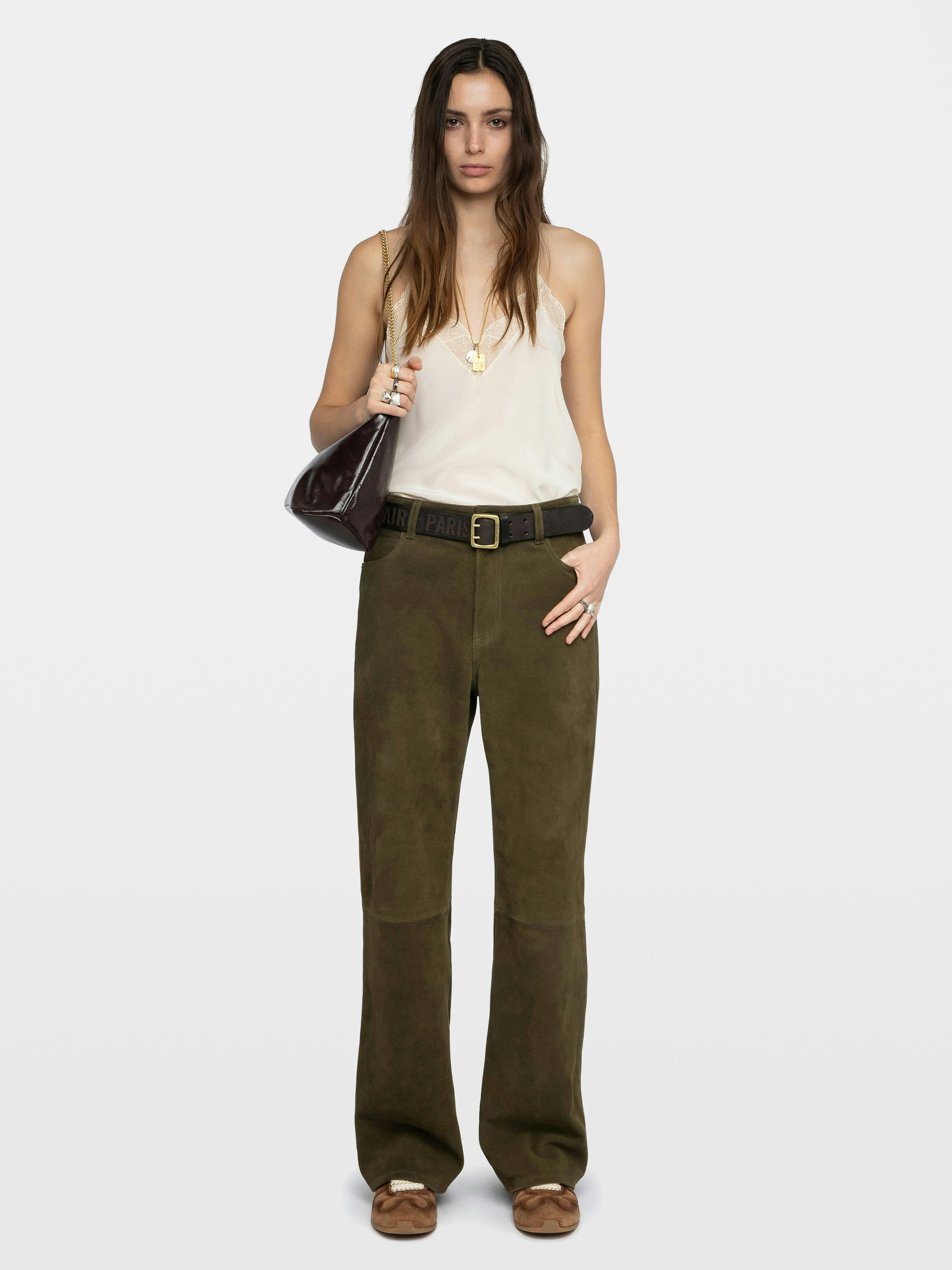 Pantalon Evy Cuir Suede