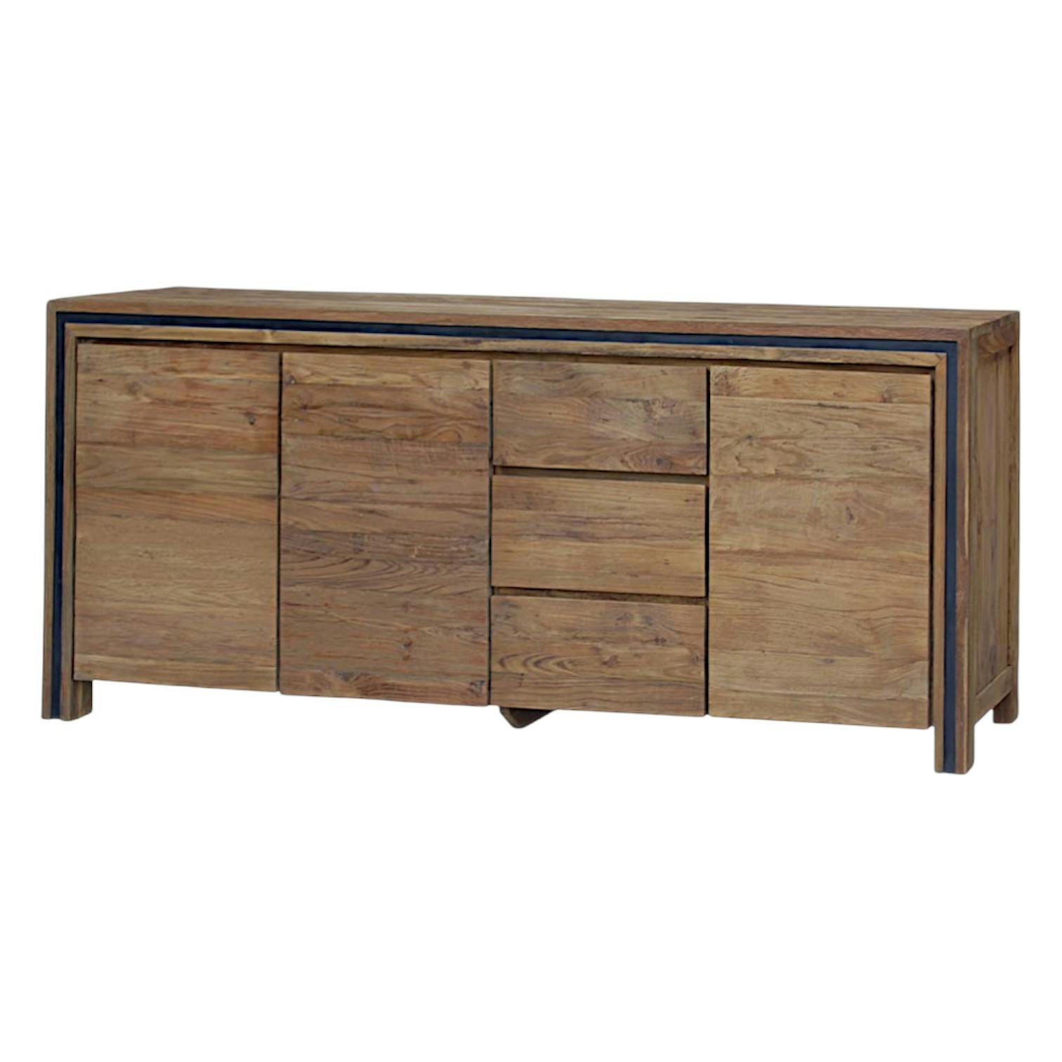 Buffet bois recyclé de teck 3 portes 3 tiroirs VADOD