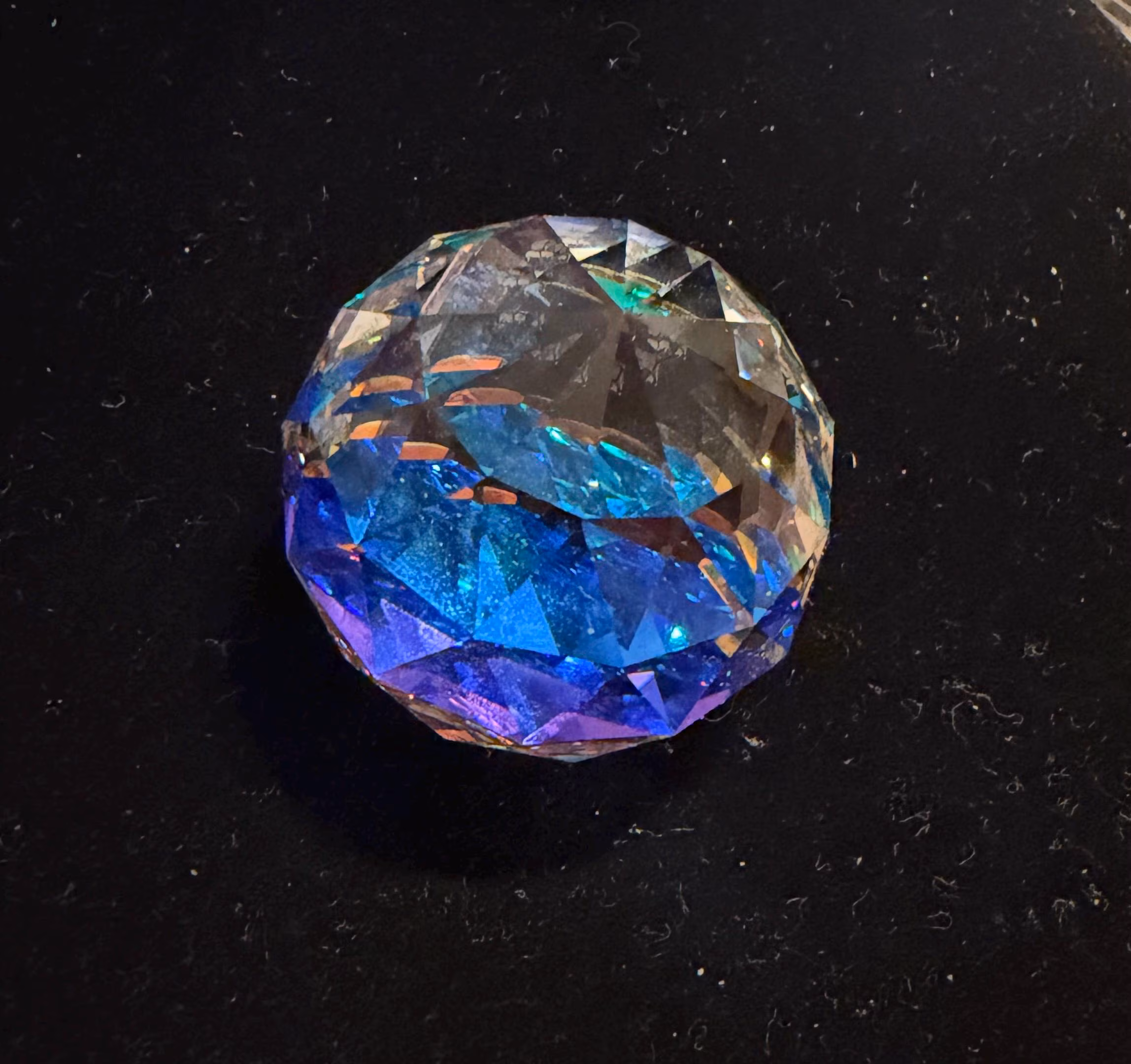 Signed Swarovski Faceted Orb Paperweight Blue Green Purple