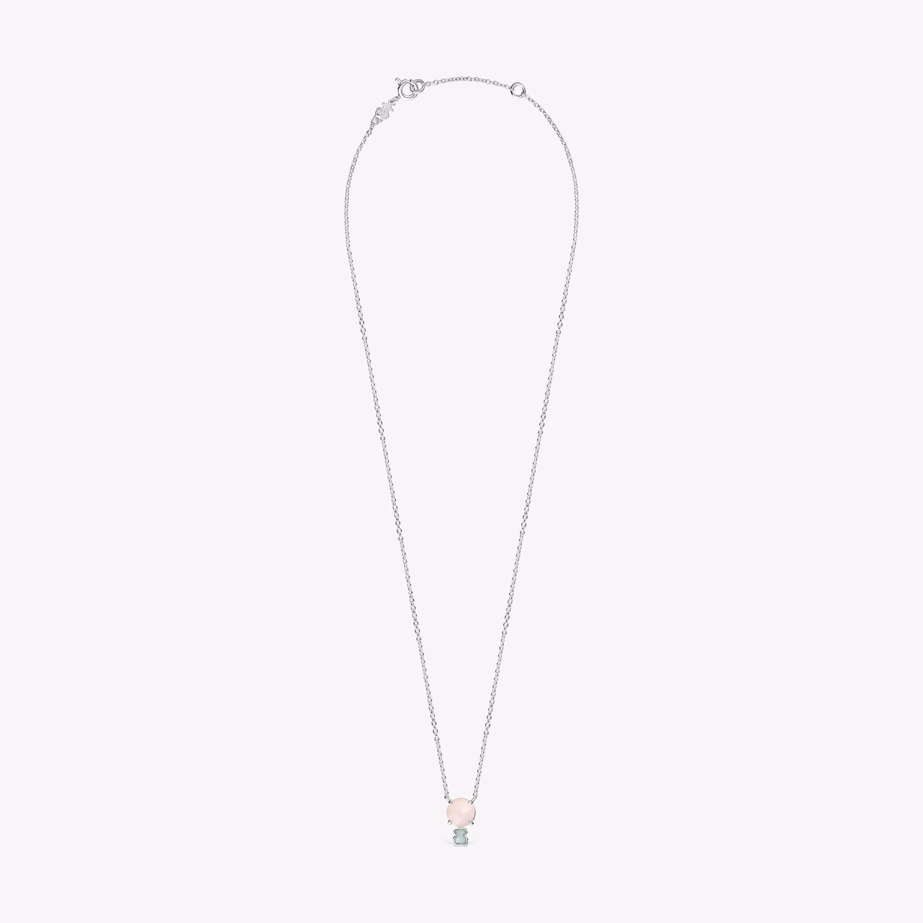 Collar de plata con cuarzo rosa y amazonita Mini Color