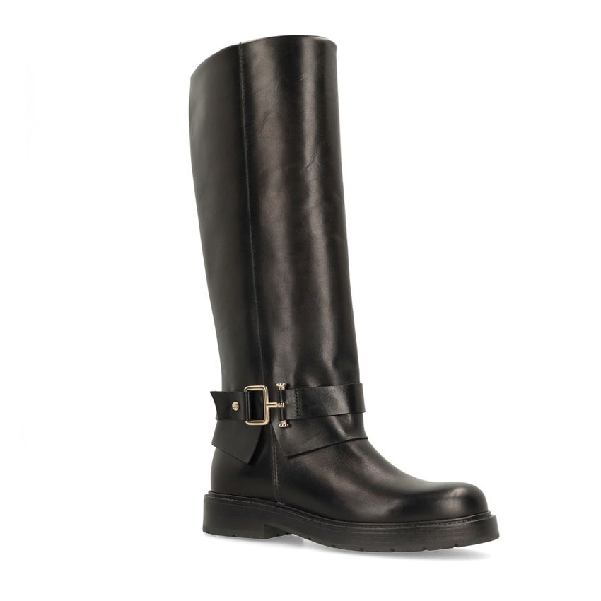 No Stress Zwarte hoge leren laarzen met gesp