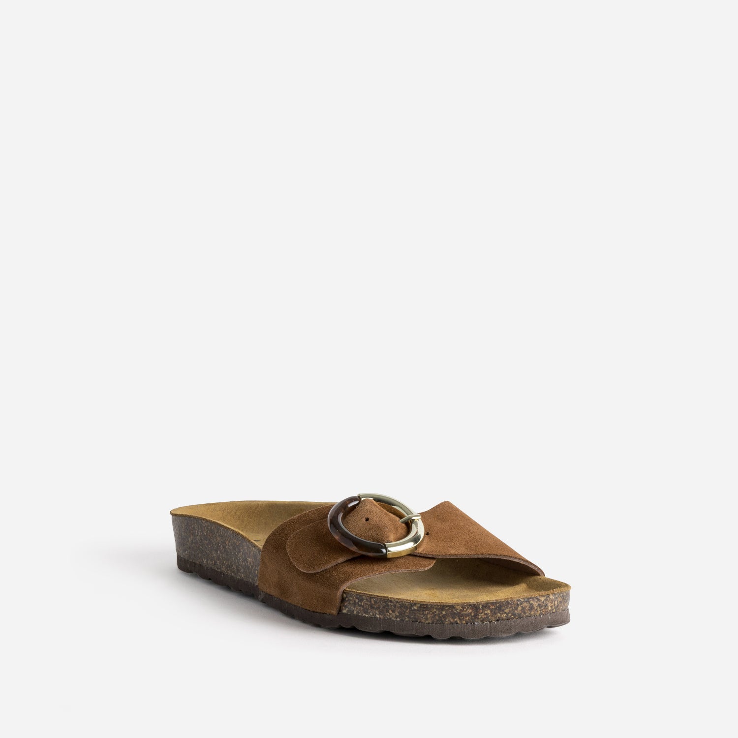 Mule anatomique camel cuir velours