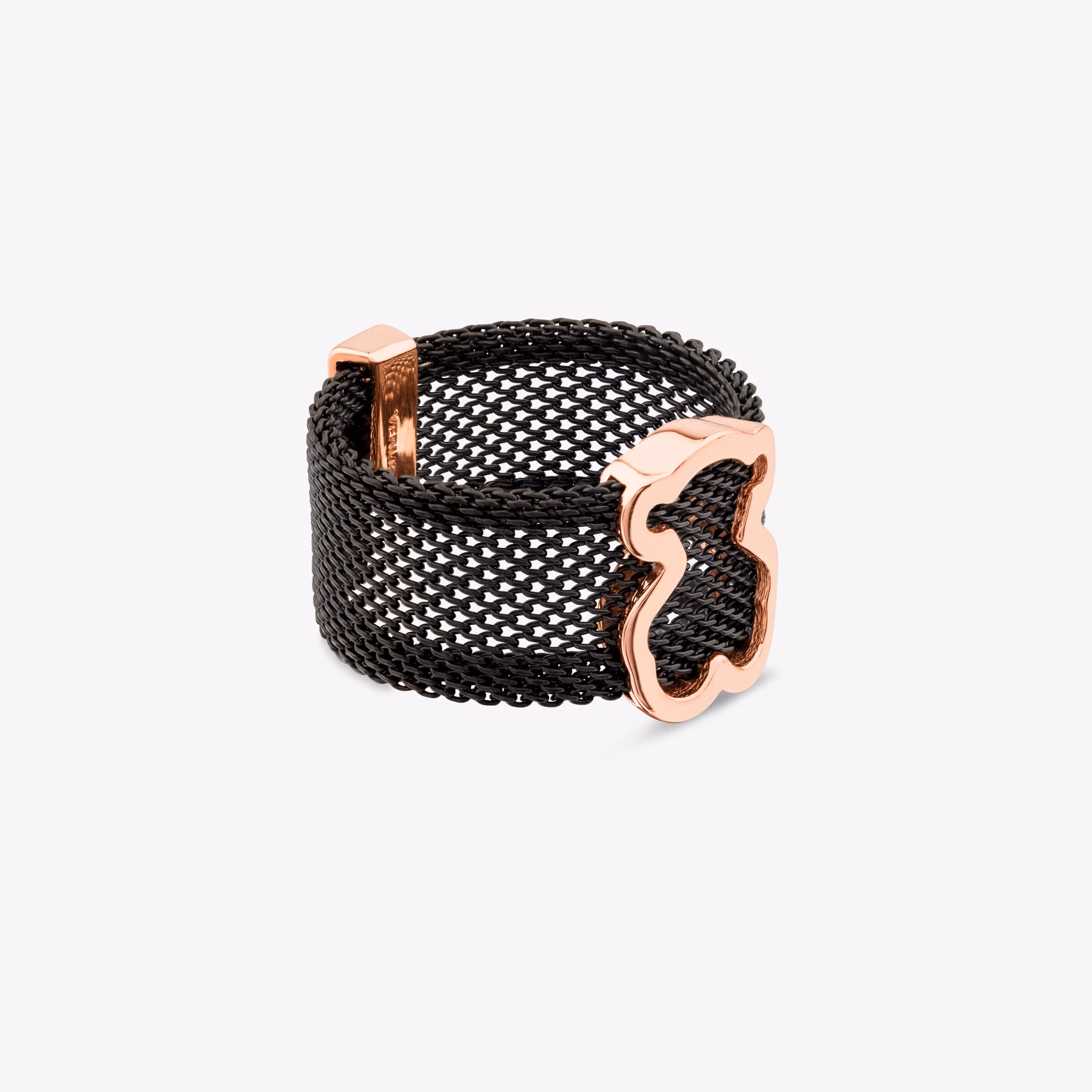 Anillo de acero y plata vermeil rosa Icon Mesh
