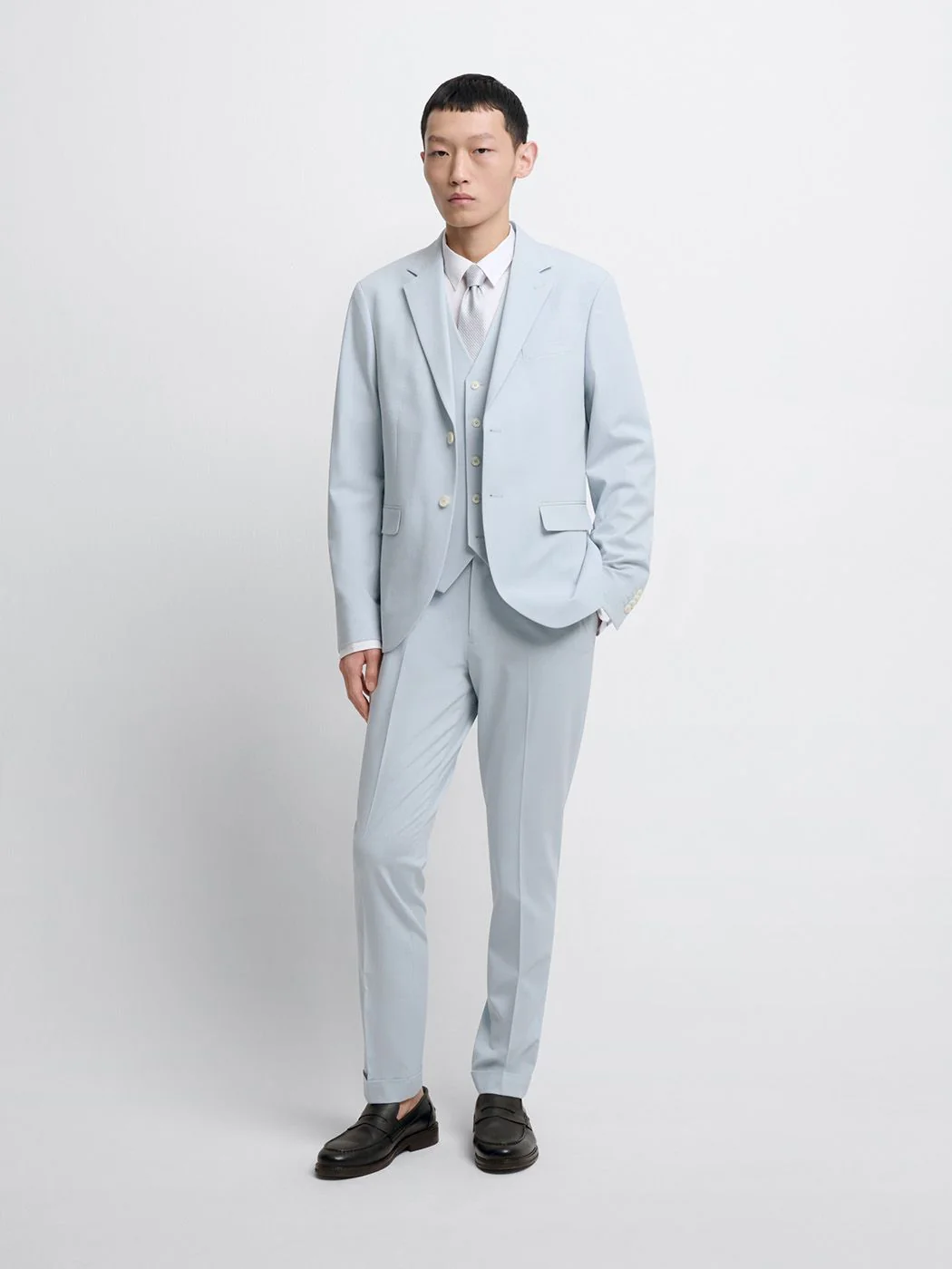 Costume 3 pièces slim bleu clair