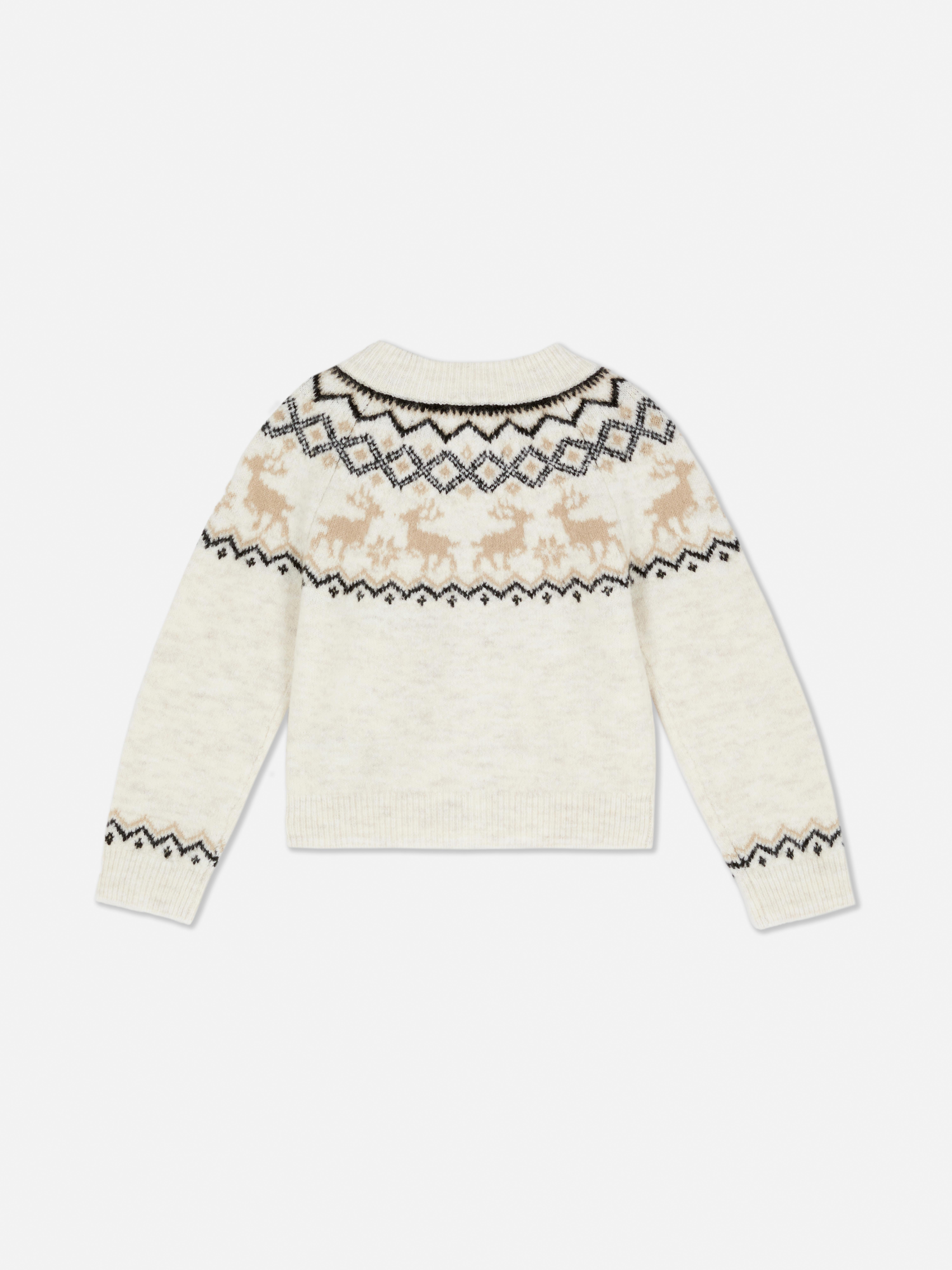 1.5-7yrs | Kid's Reindeer Fair Isle Family Christmas Cardigan