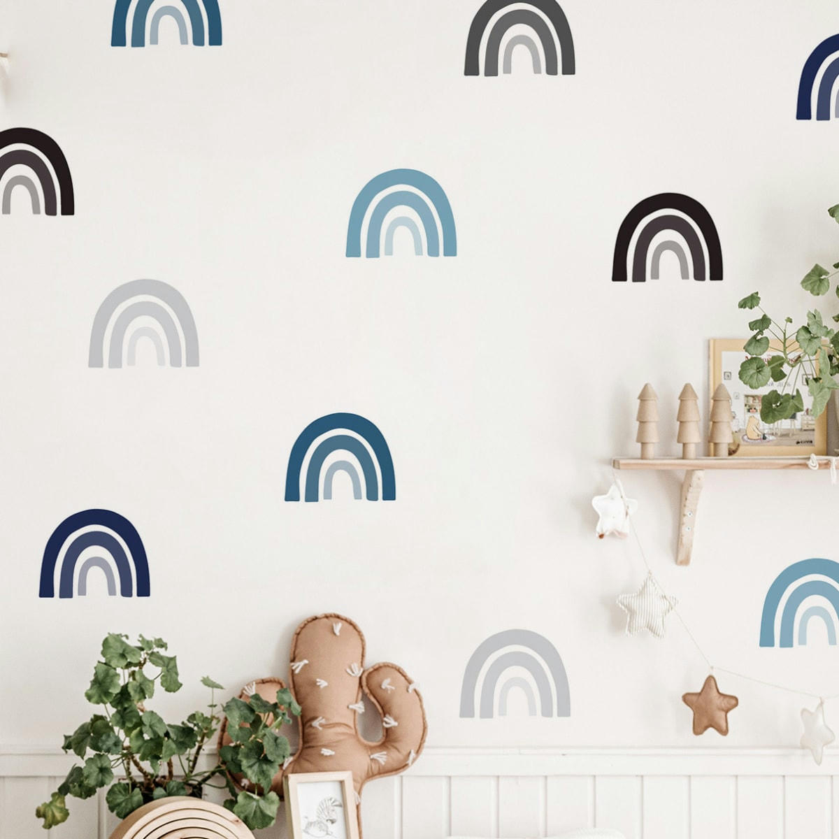 RAINBOWS2 - Stickers mureaux en vinyle arcs en ciel bleu et gris