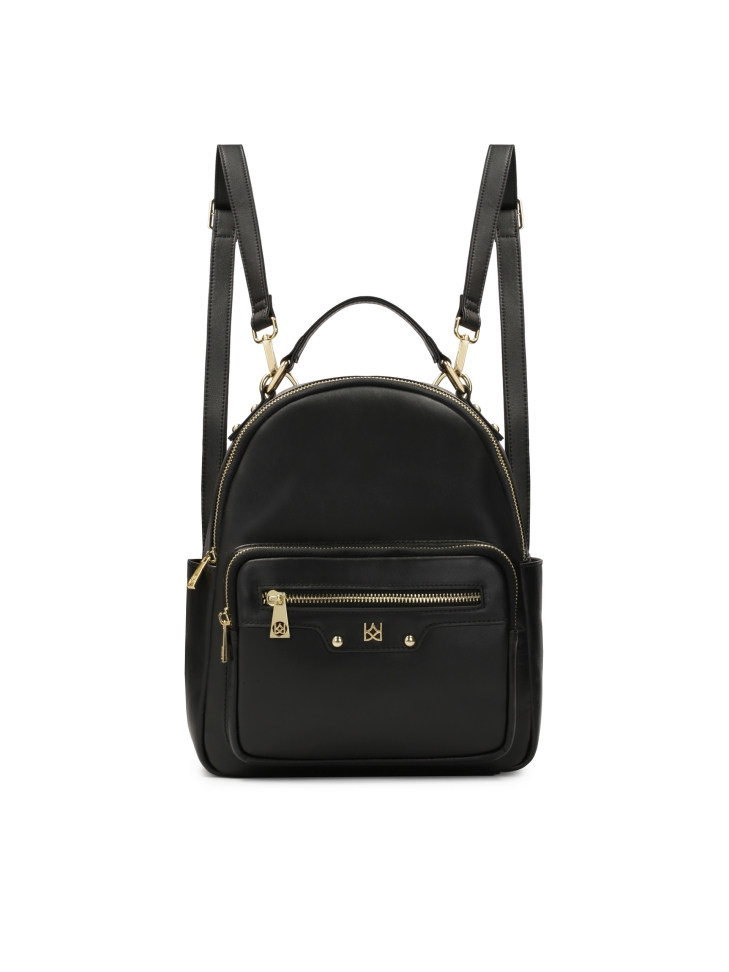 Leather backpack with numerous pockets