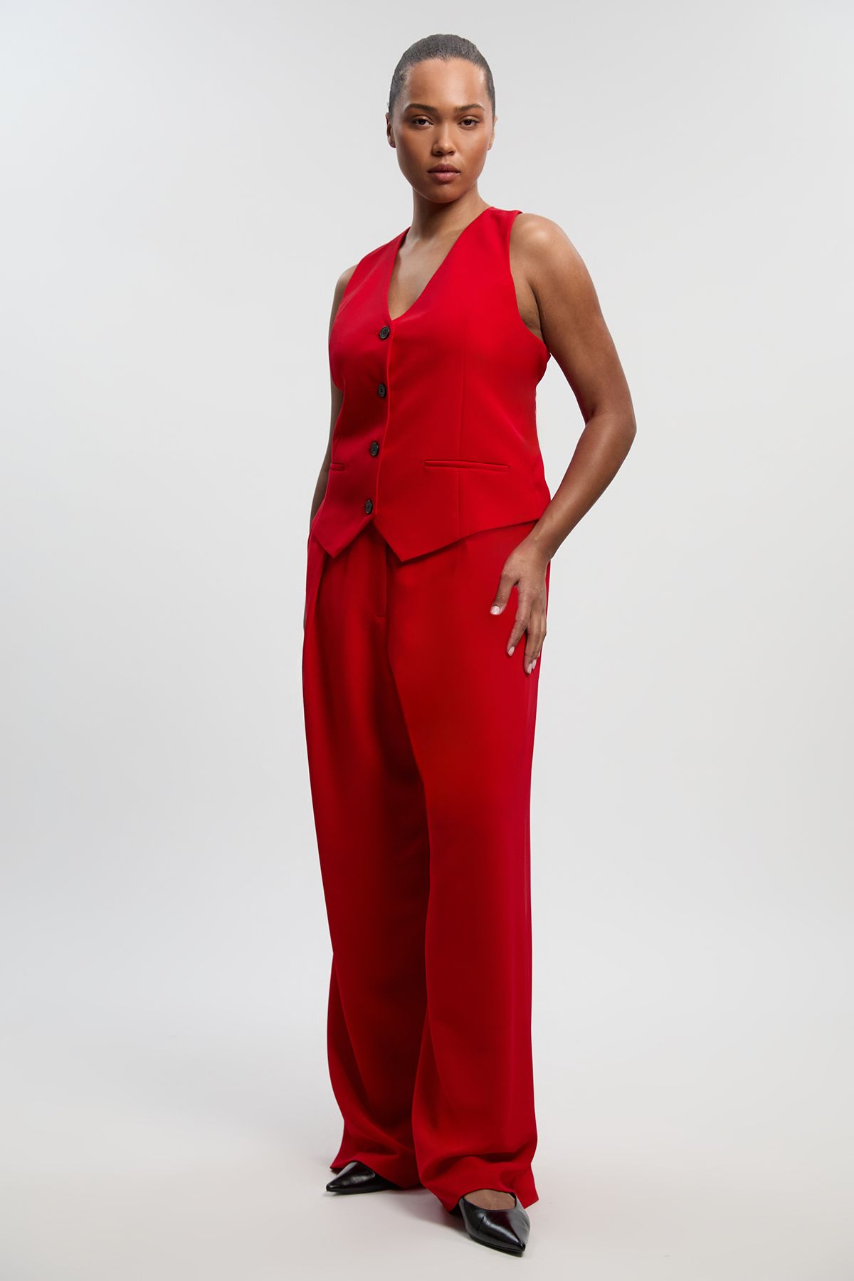 KarenMillen Plus Size Soft Tailored Wide Leg Trouser