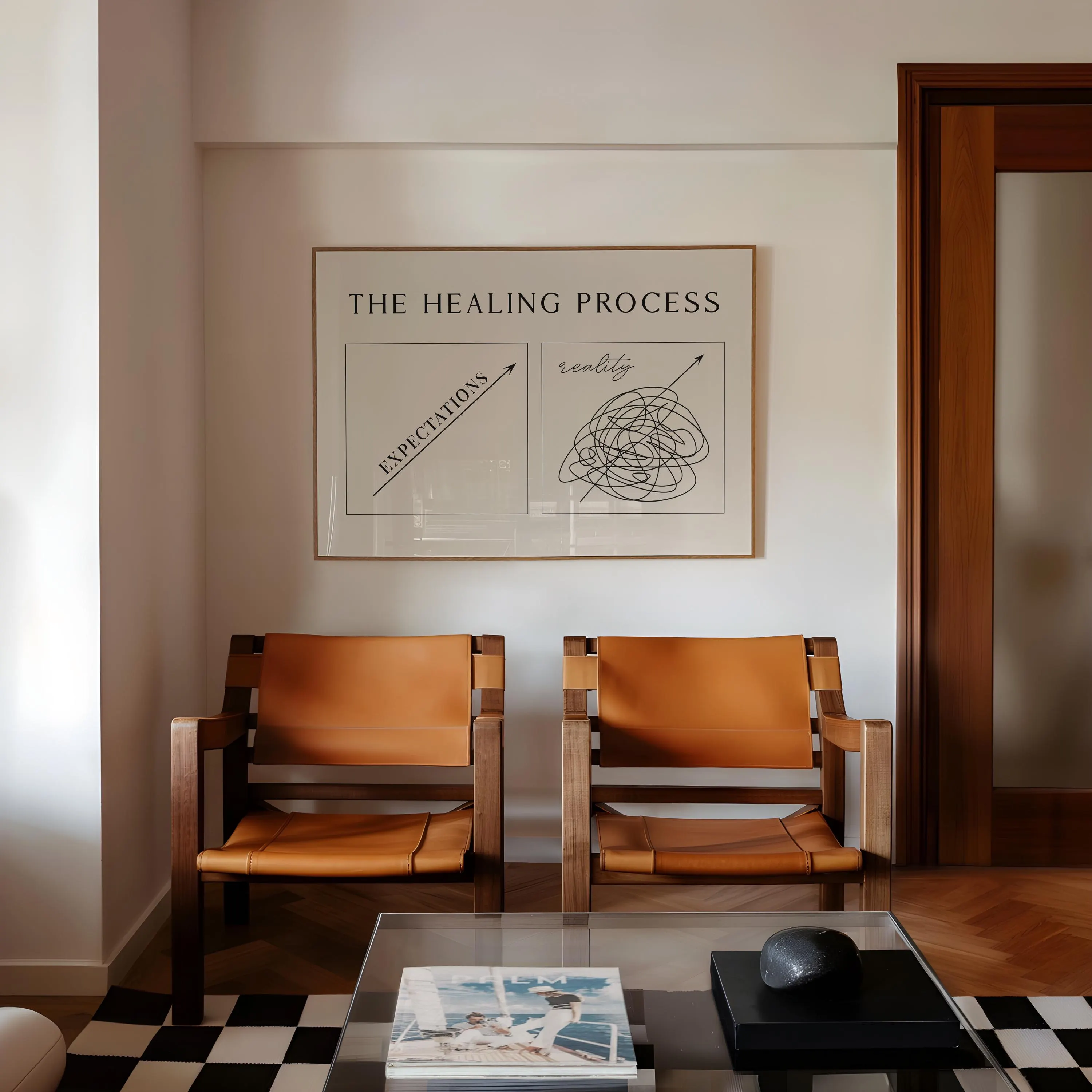 Mental Health Wall Art | Therapy Office Poster | Healing Is Not Linear | Horizontal | UNFRAMED | KIKIANDNIM