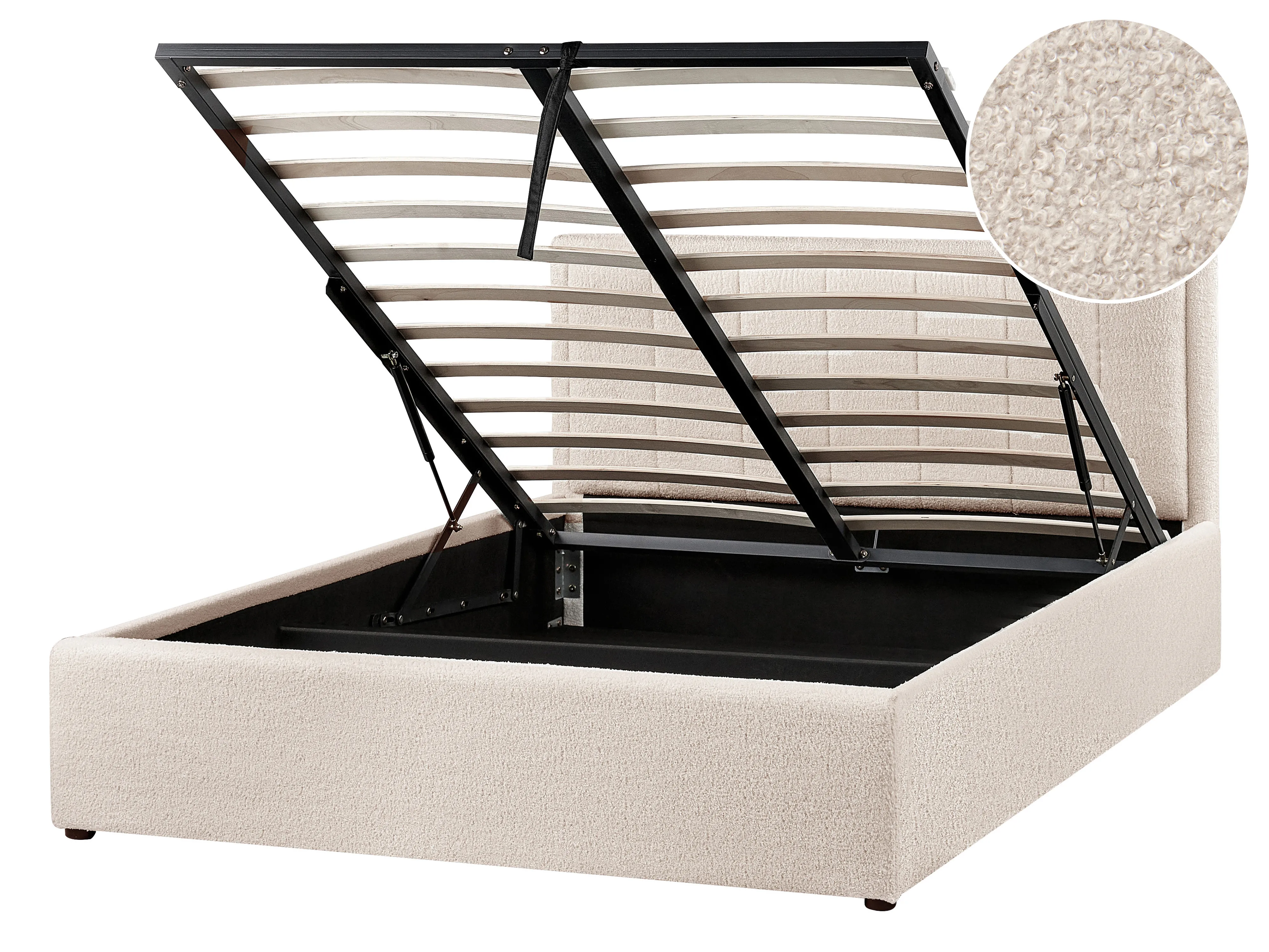 Ottoman Bed Boucle MONTLAUR 140 x 200 cm (EU Double) Beige
