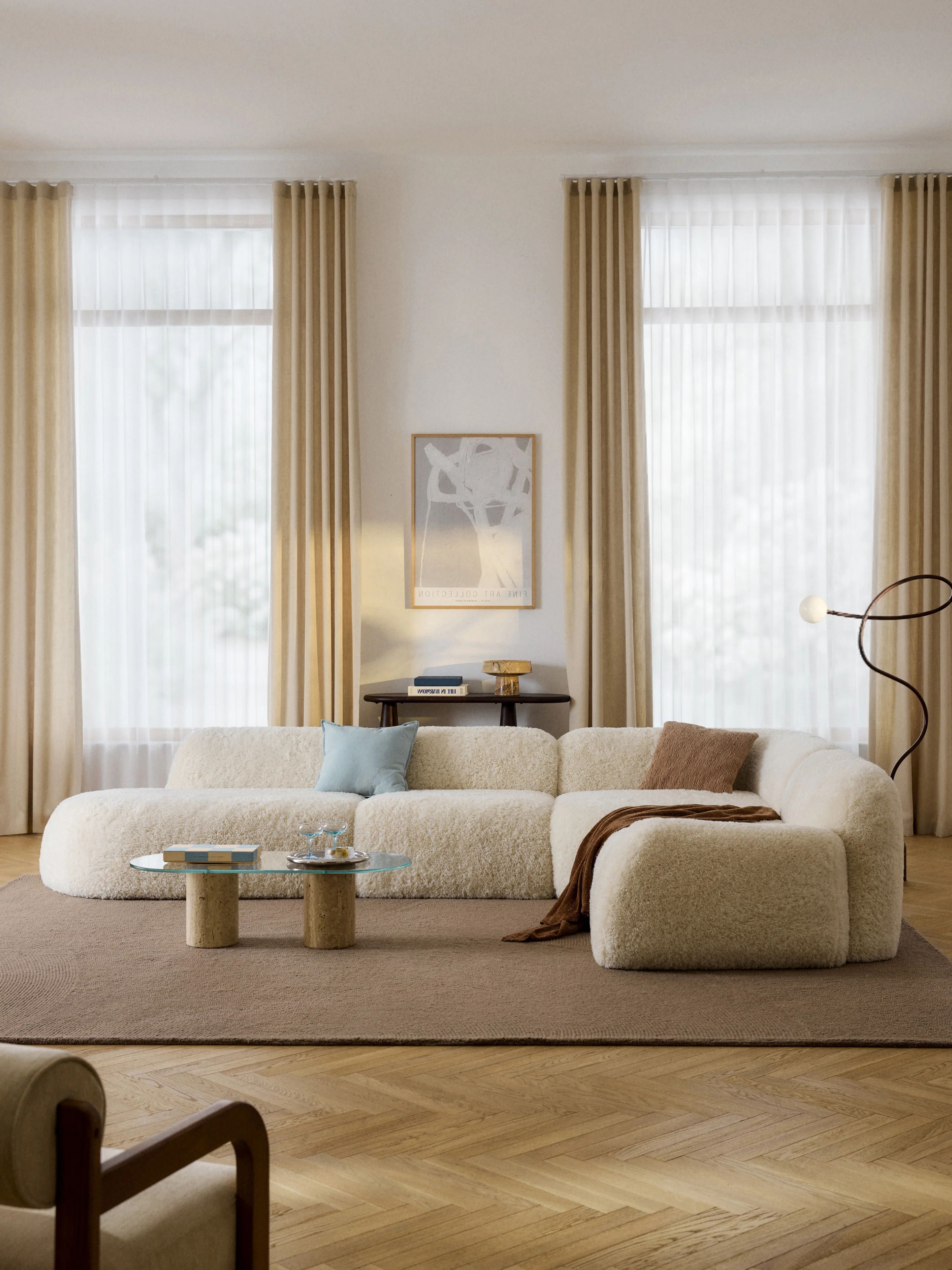 Modulares XL-Teddy-Ecksofa Wolke (4-Sitzer) mit Chaiselongue