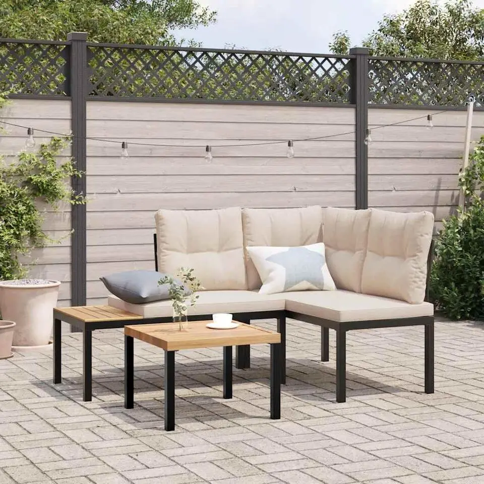 vidaXL - Tuinbanken met taupe kussens - Gepoedercoat staal - 2 stuks