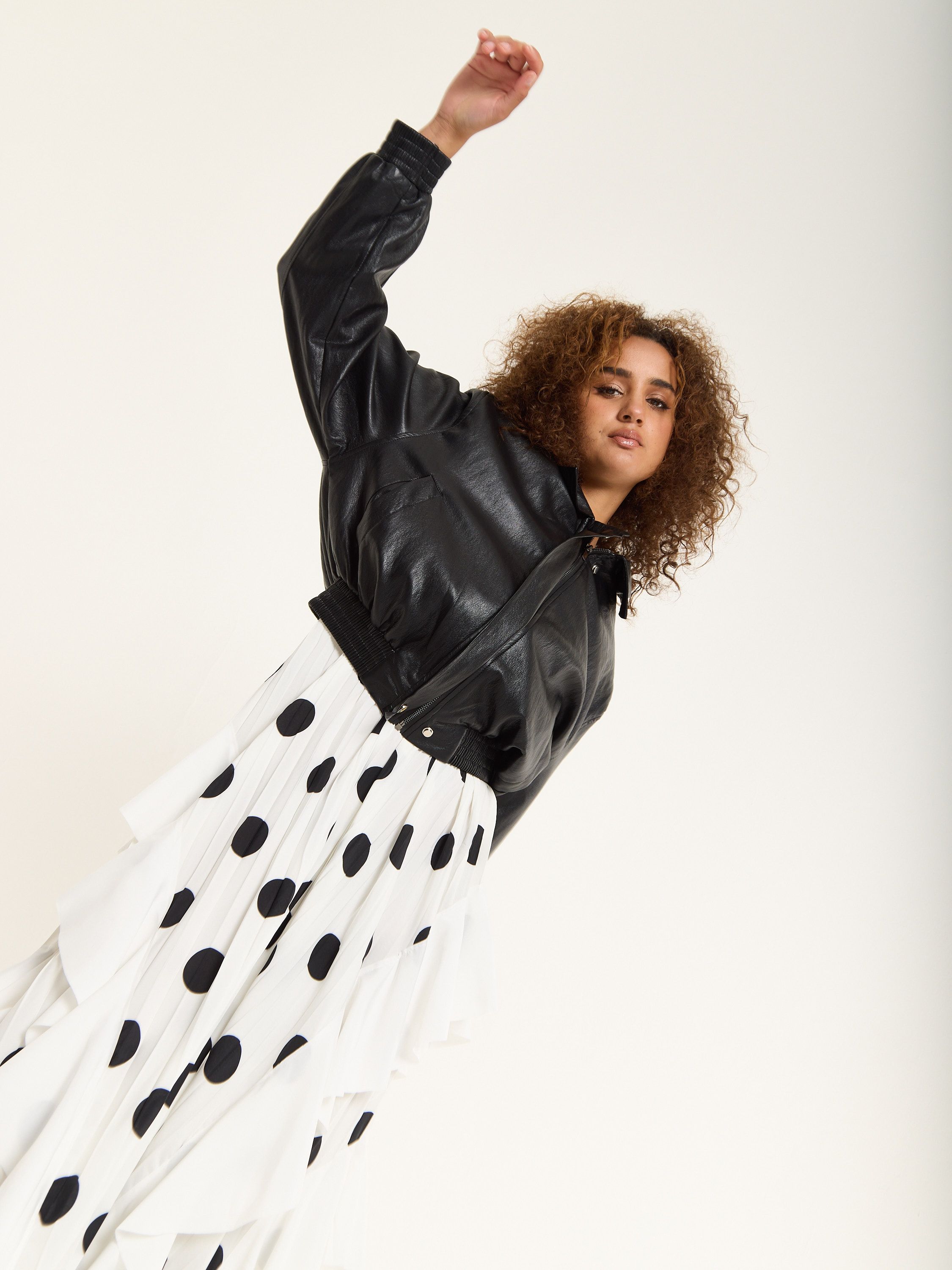 House of Holland Black Faux Leather Bomber Jacket
