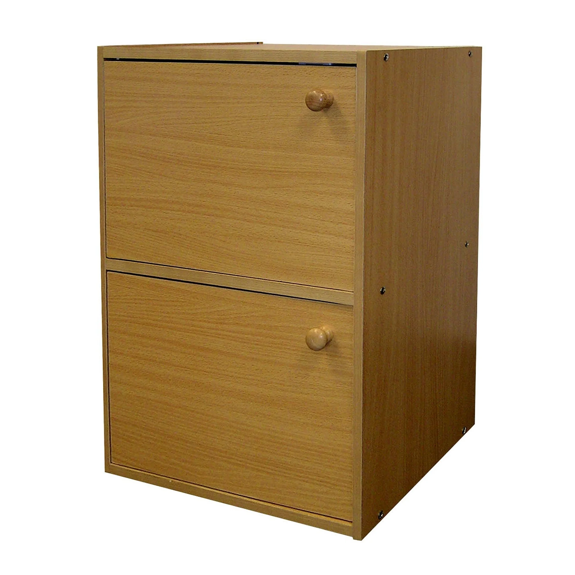 Vertical Natural Wood Bookcase with Doors and Shelves Perfect for Bedroom Storage and Display