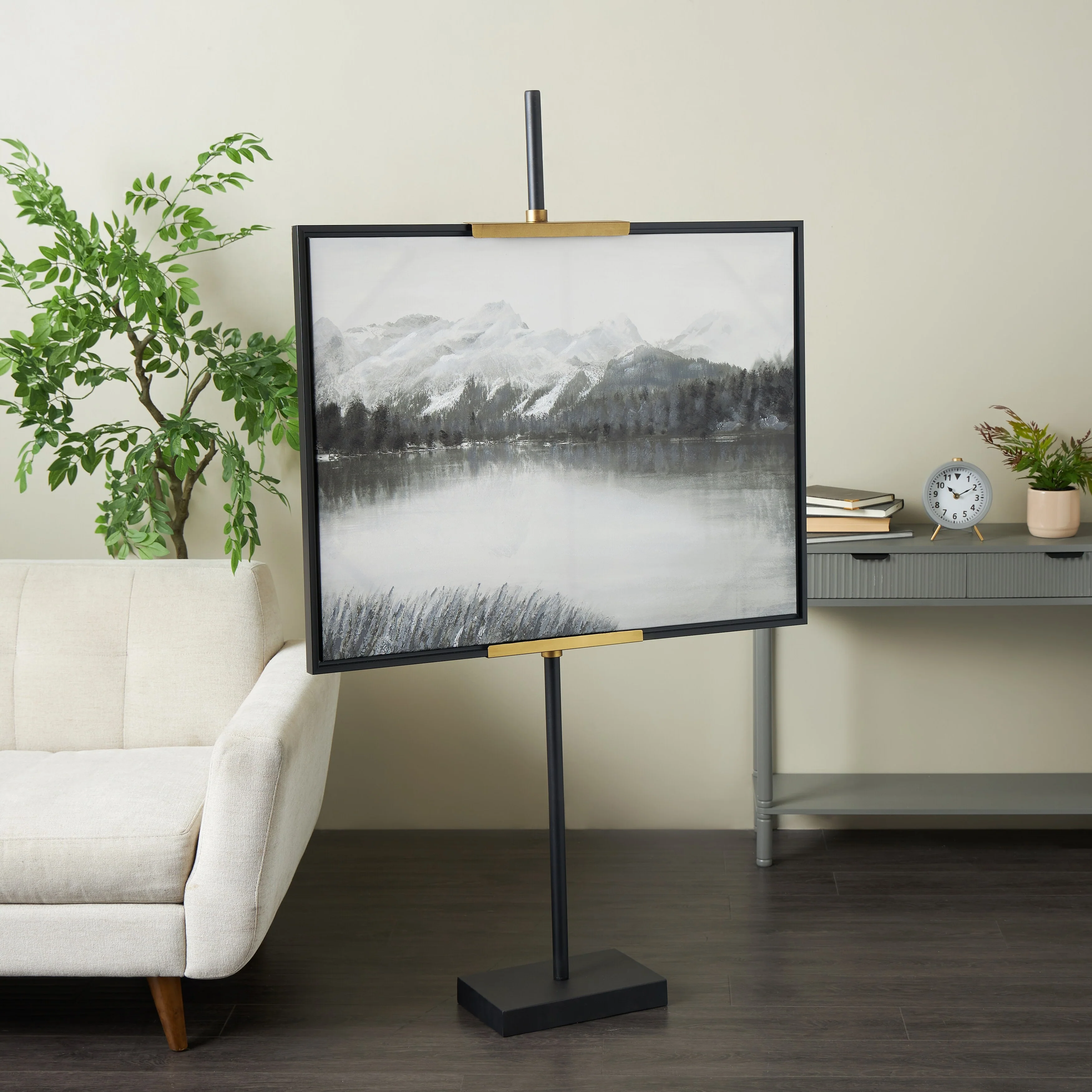 Metal Tall 2 Hook Coat Rack with Gold Accents - Black - Roche River Decor