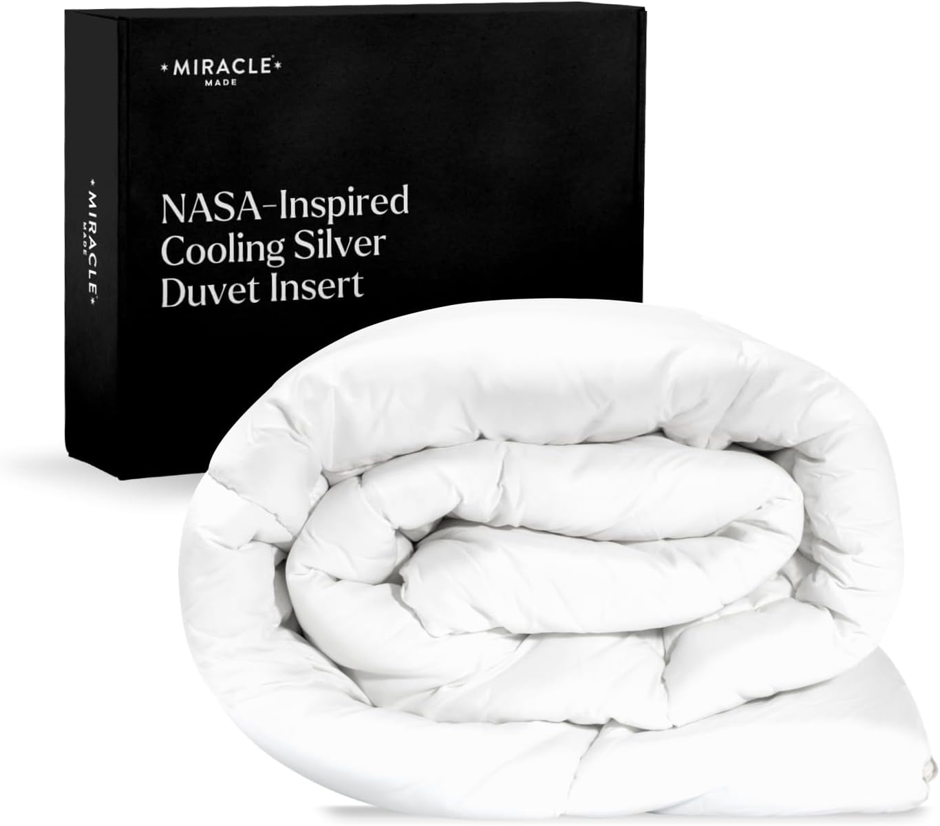 Miracle Made All-Season Duvet Insert Comforter – Silver-Treated Breathable Cotton Fabric, Pet Hair Resistant, Cool-to-The-Touch Bedding – its King/CaliKing Bed Cover, White